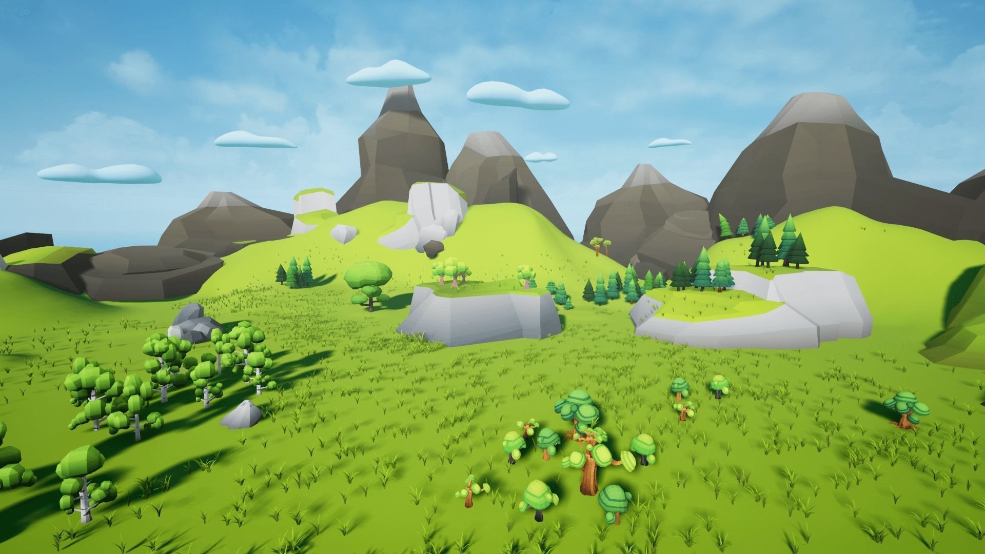 Low Poly World farm with wooden fence and trees Low-poly 3D model_24