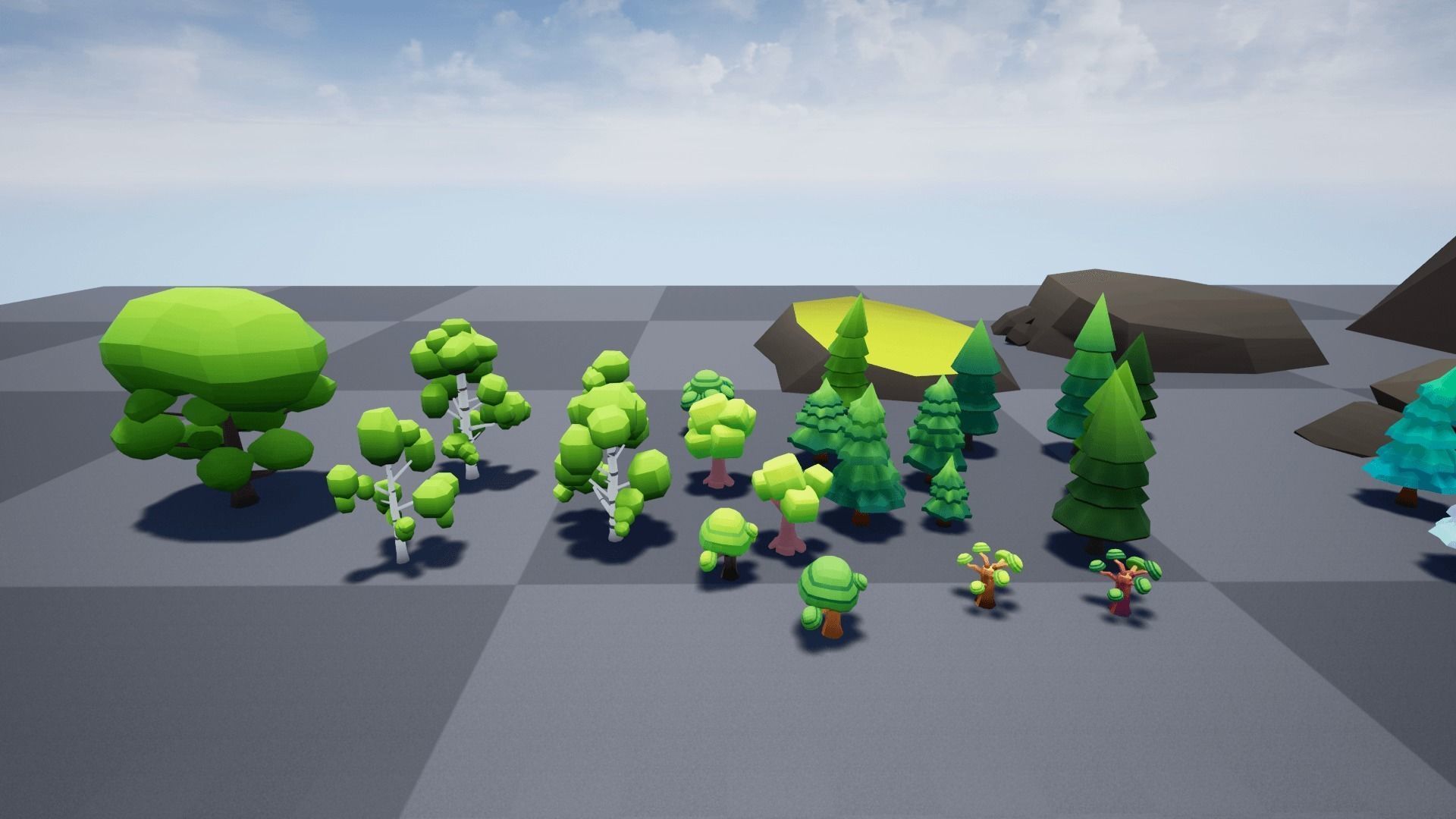 Low Poly World farm with wooden fence and trees Low-poly 3D model_28