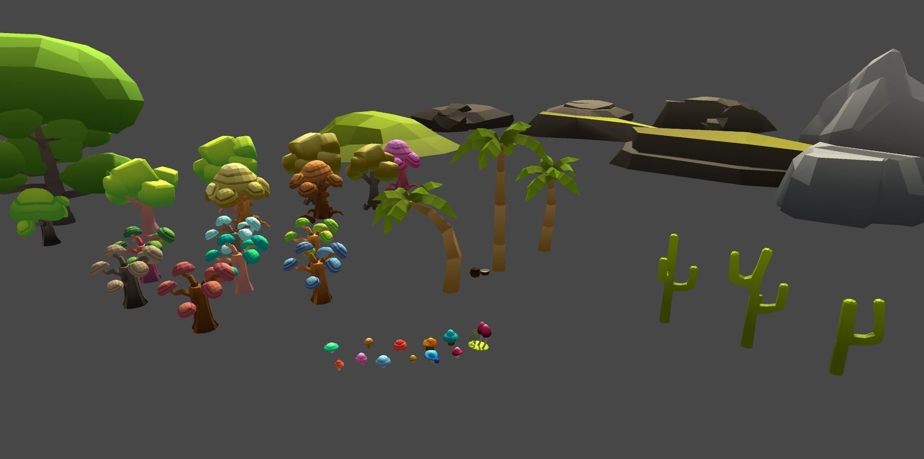 Low Poly World farm with wooden fence and trees Low-poly 3D model_9