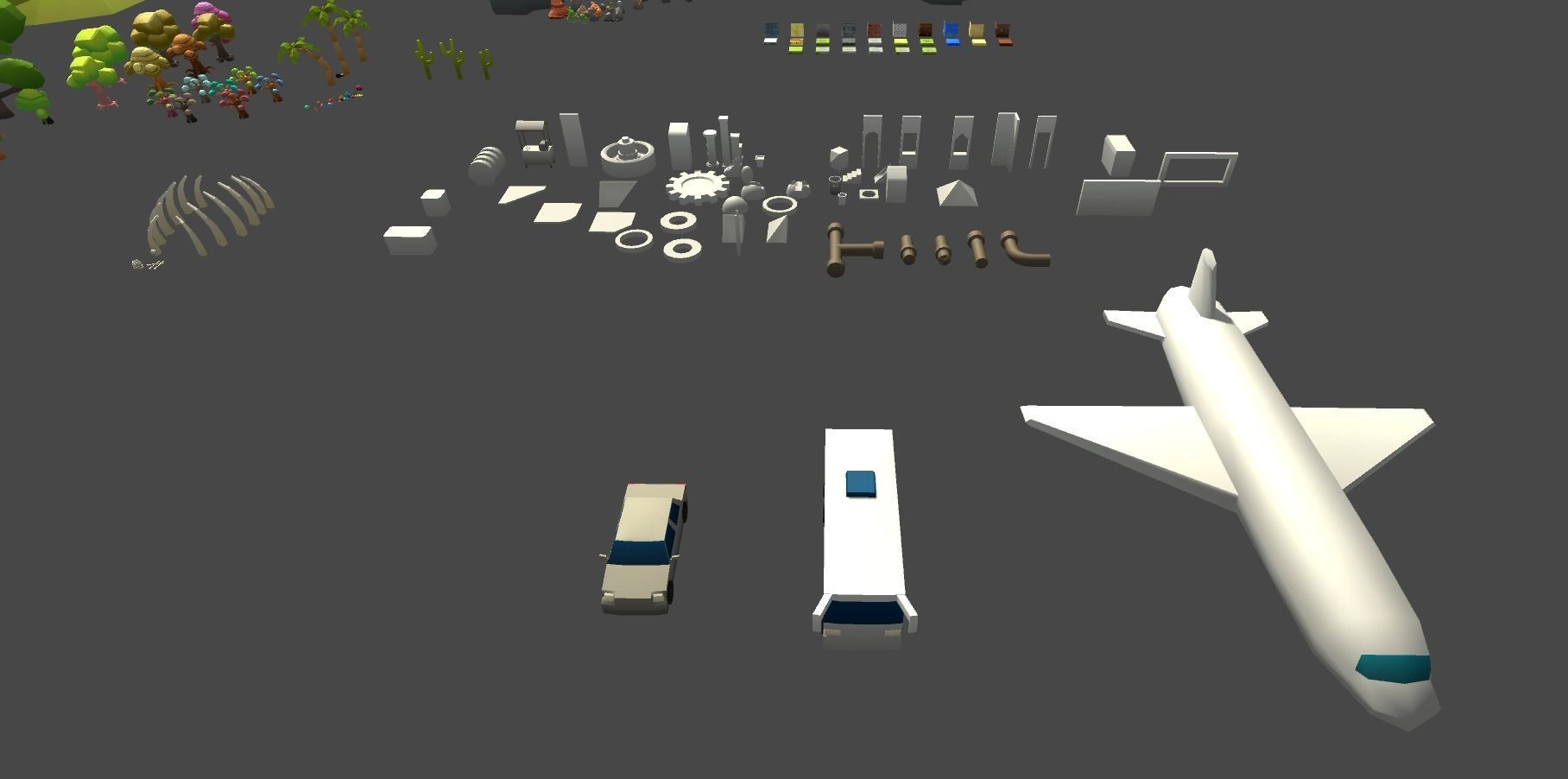 Low Poly World farm with wooden fence and trees Low-poly 3D model_29