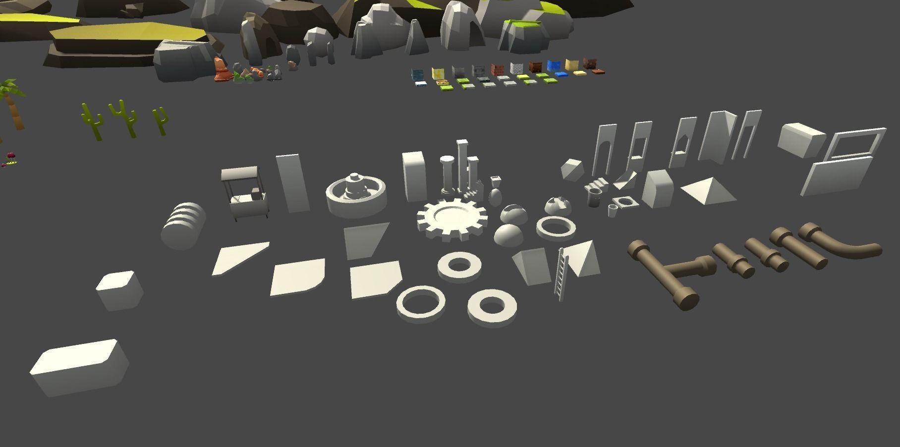 Low Poly World farm with wooden fence and trees Low-poly 3D model_31