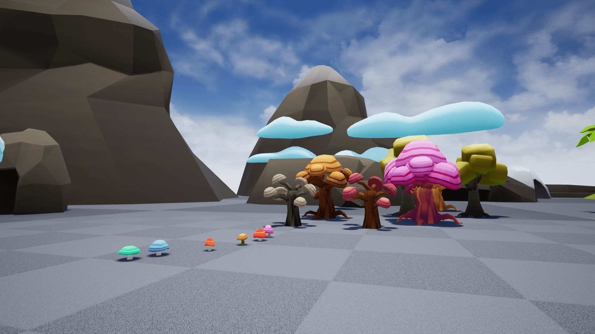 Low Poly World farm with wooden fence and trees Low-poly 3D model_32