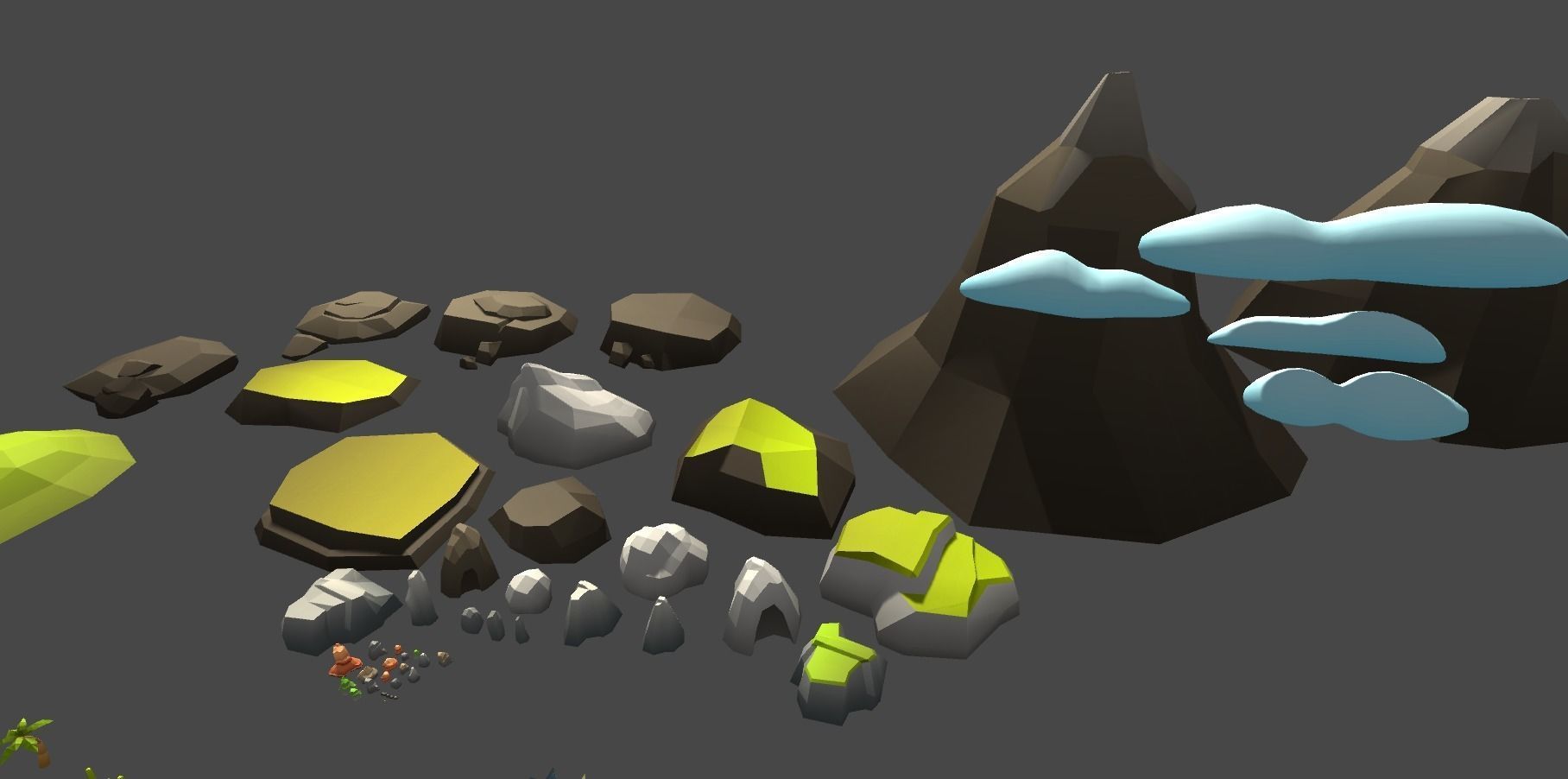 Low Poly World farm with wooden fence and trees Low-poly 3D model_5