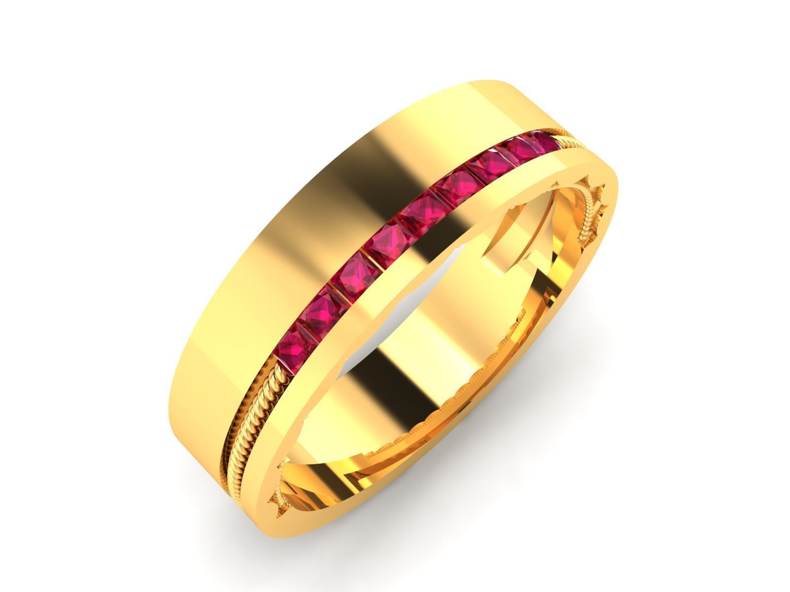 Ring 3dm stl render detail 3D print model oval wedding band gold 3D print model_10