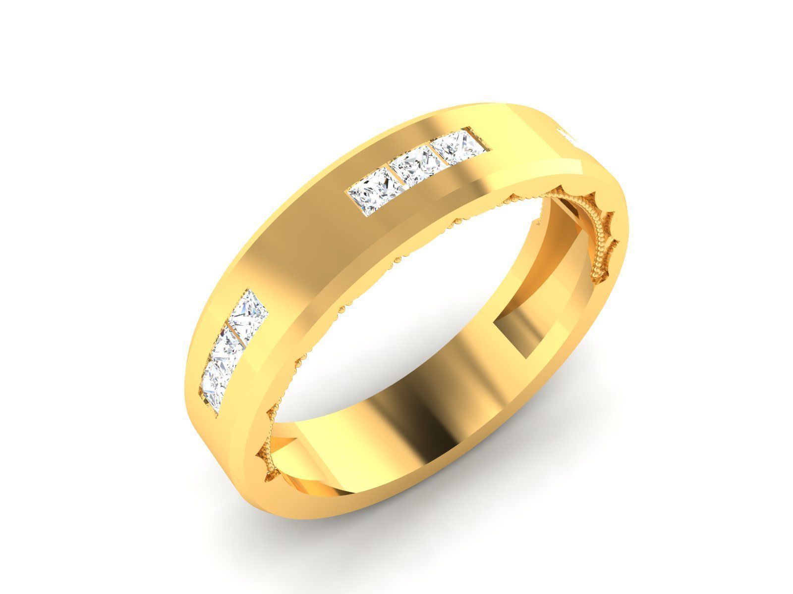 Ring 3dm stl render detail 3D print model oval wedding in gold 3D print model_9