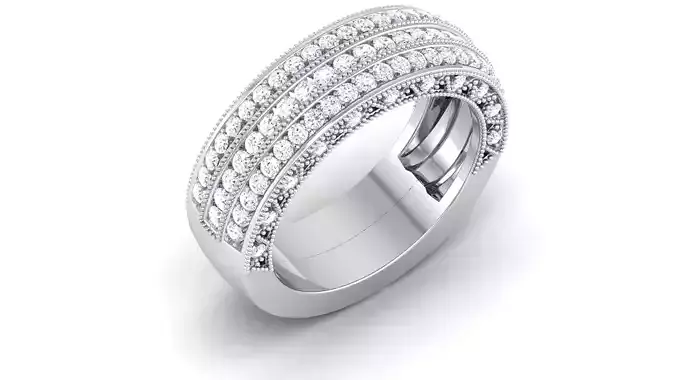 Ring 3dm stl render detail 3D print model diamond wedding band gold