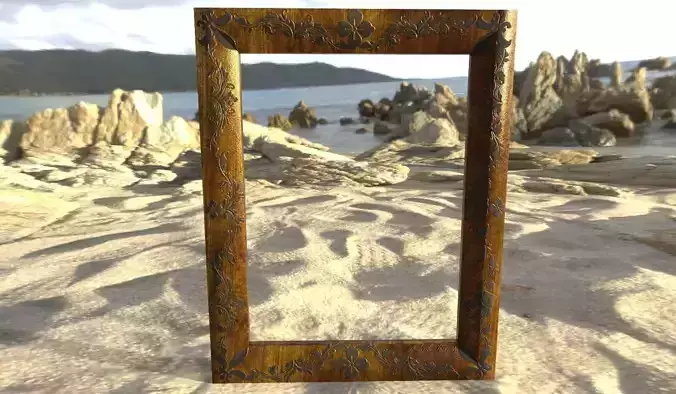 Frame wooden on beach