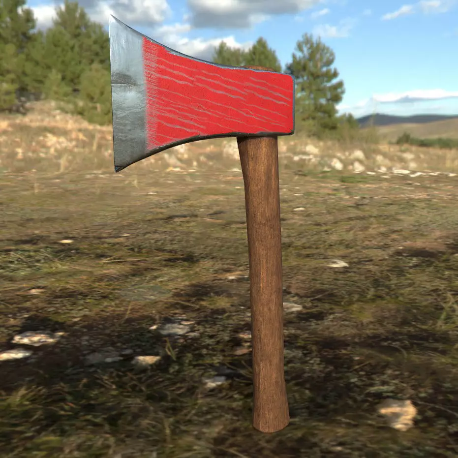 Fire Axe Free low-poly 3D model_0