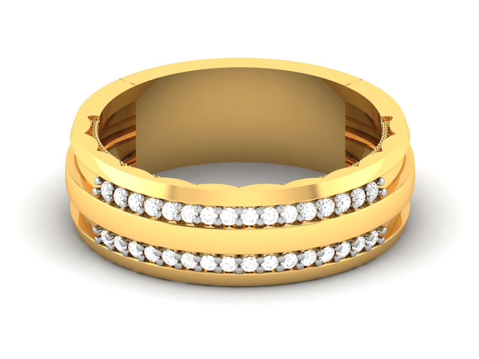 Ring 3dm stl render detail 3D print model diamond with three ... 3D print model_9