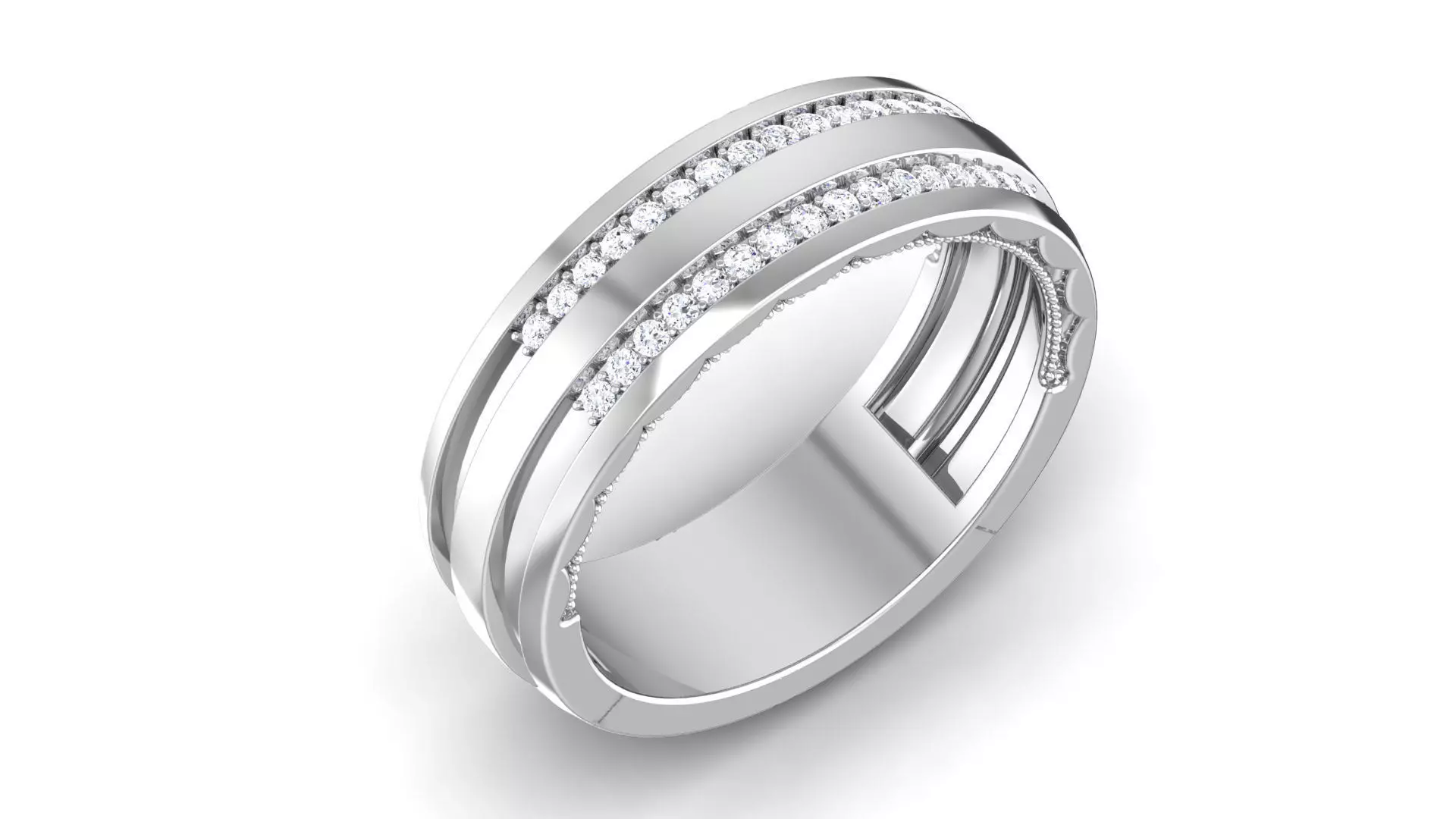 Ring 3dm stl render detail 3D print model diamond with three ... 3D print model_0