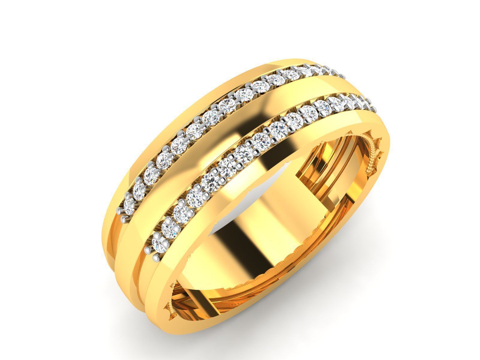 Ring 3dm stl render detail 3D print model diamond with three ... 3D print model_11