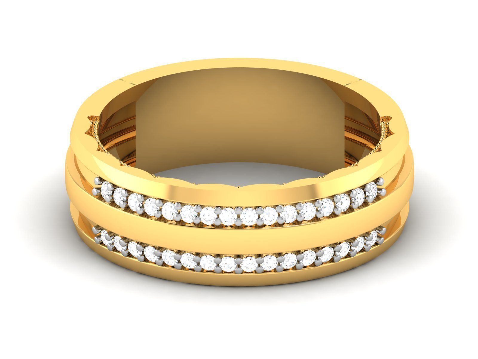 Ring 3dm stl render detail 3D print model diamond with three ... 3D print model_10