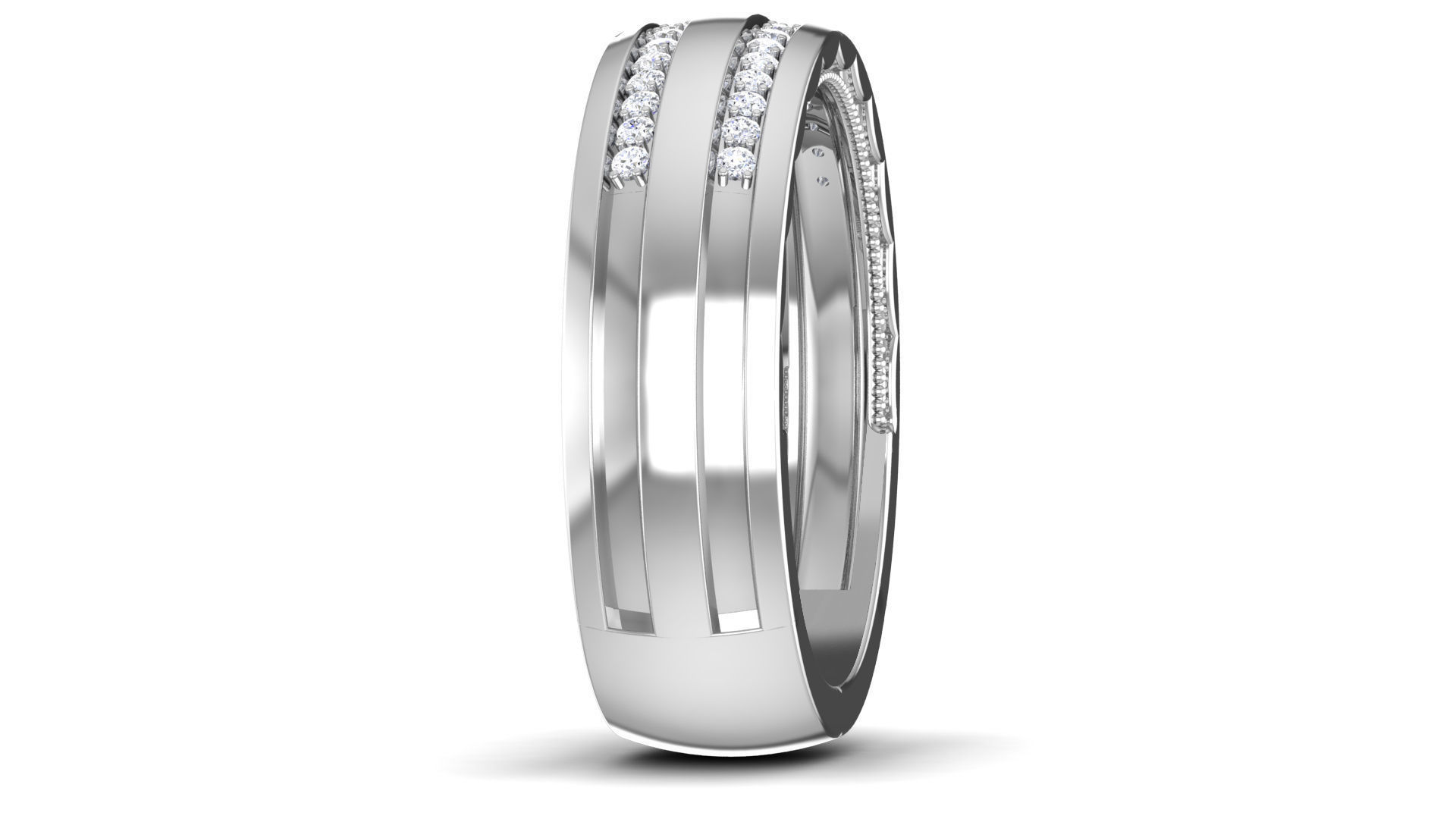 Ring 3dm stl render detail 3D print model diamond with three ... 3D print model_3