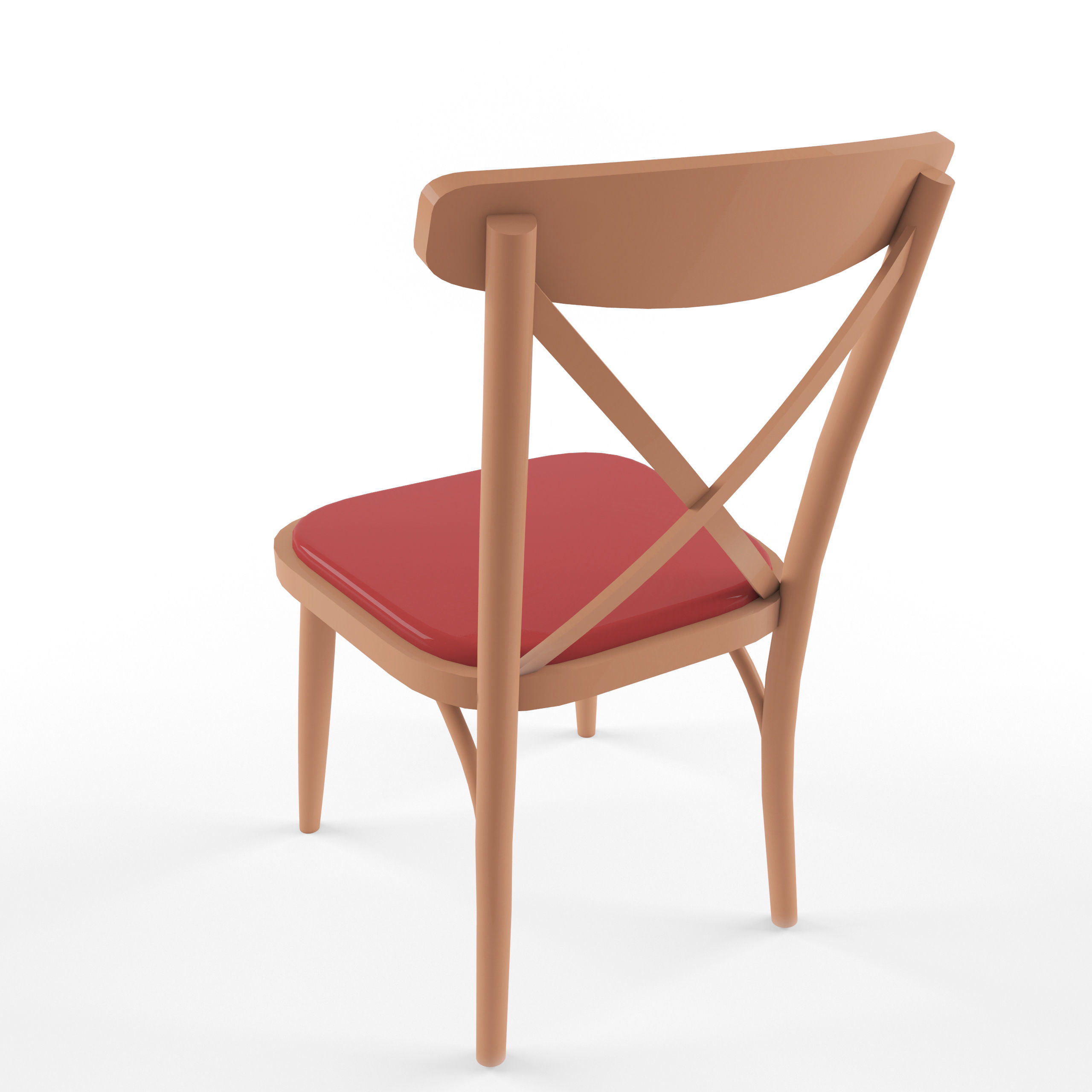 Game ready chair wooden Low-poly 3D model_1