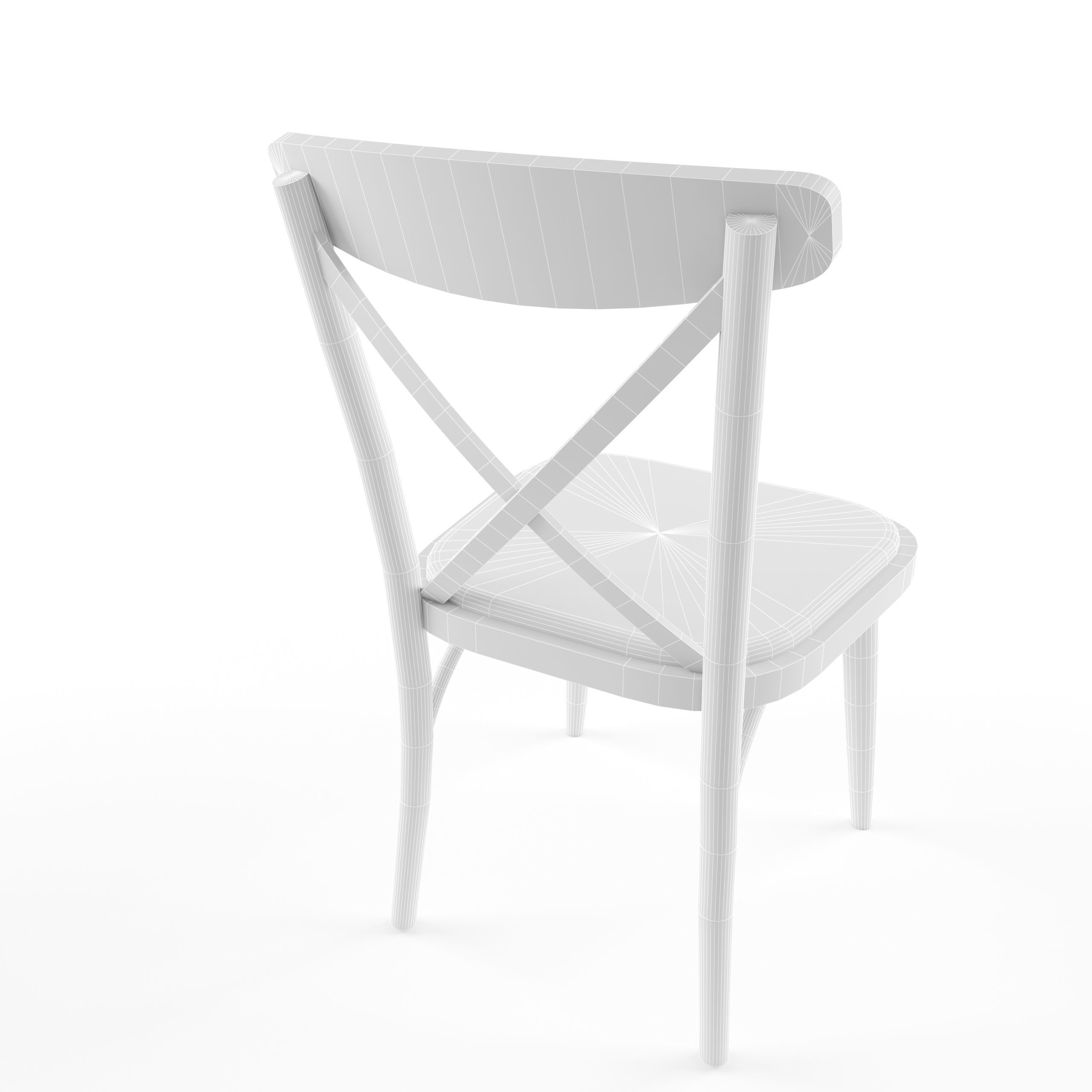Game ready chair wooden Low-poly 3D model_3