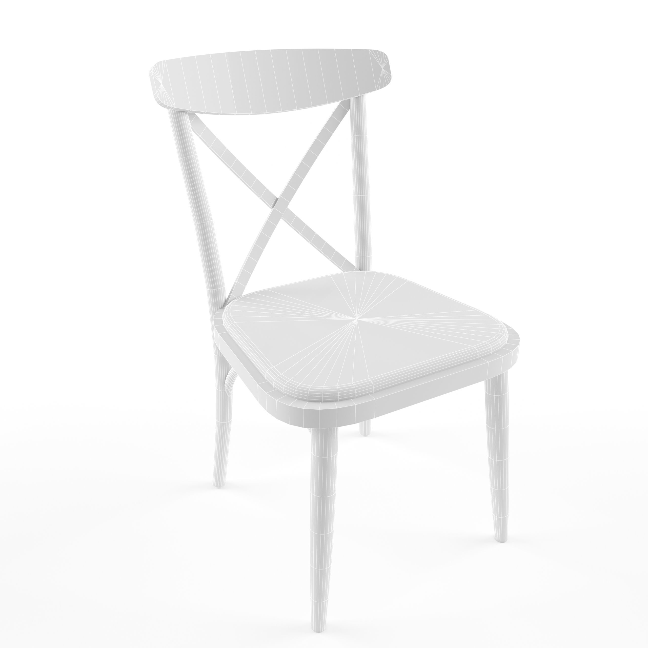 Game ready chair wooden Low-poly 3D model_2