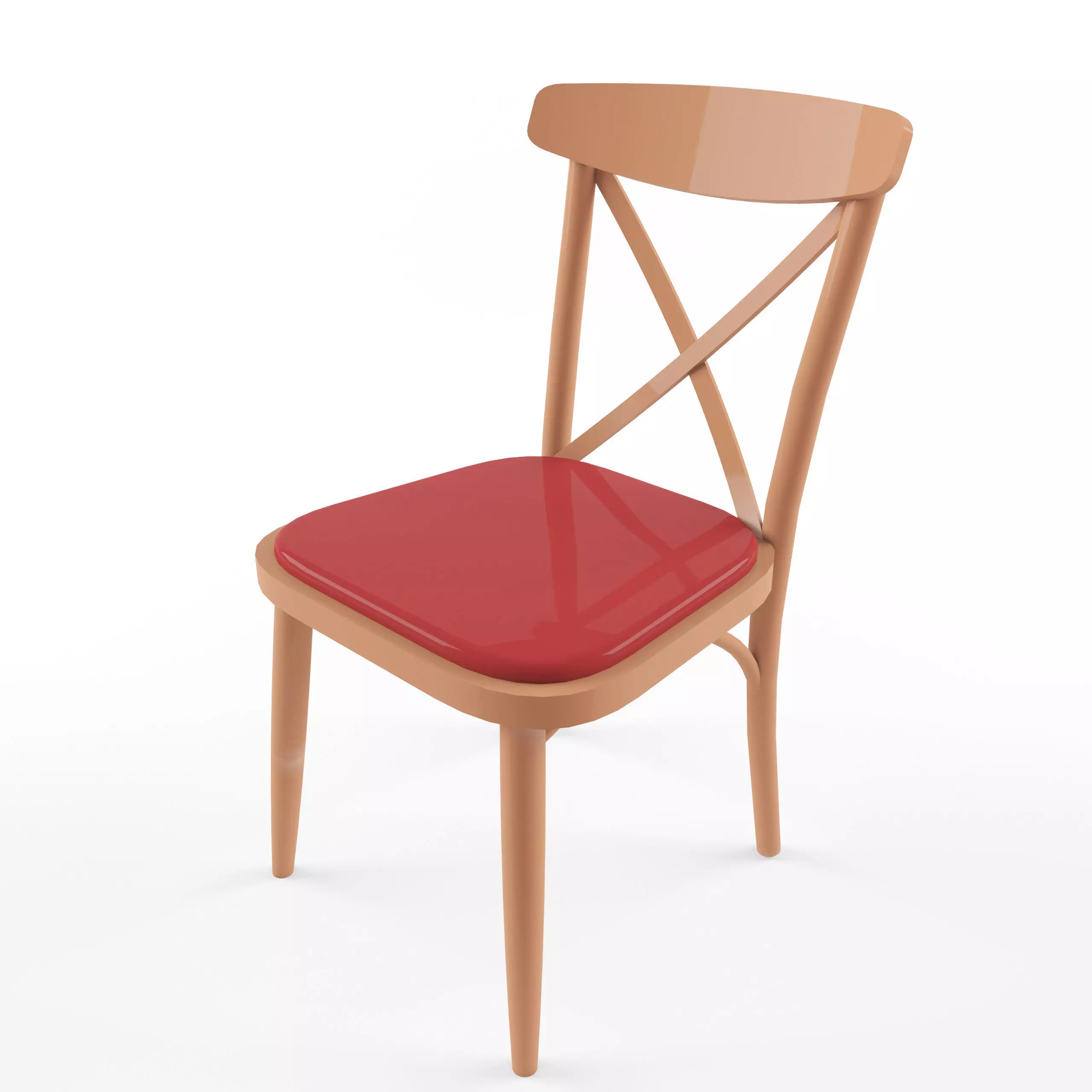 Game ready chair wooden Low-poly 3D model_0