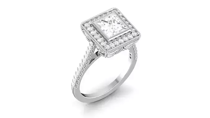 Ring 3dm stl render detail 3D print model sapphire and diamond