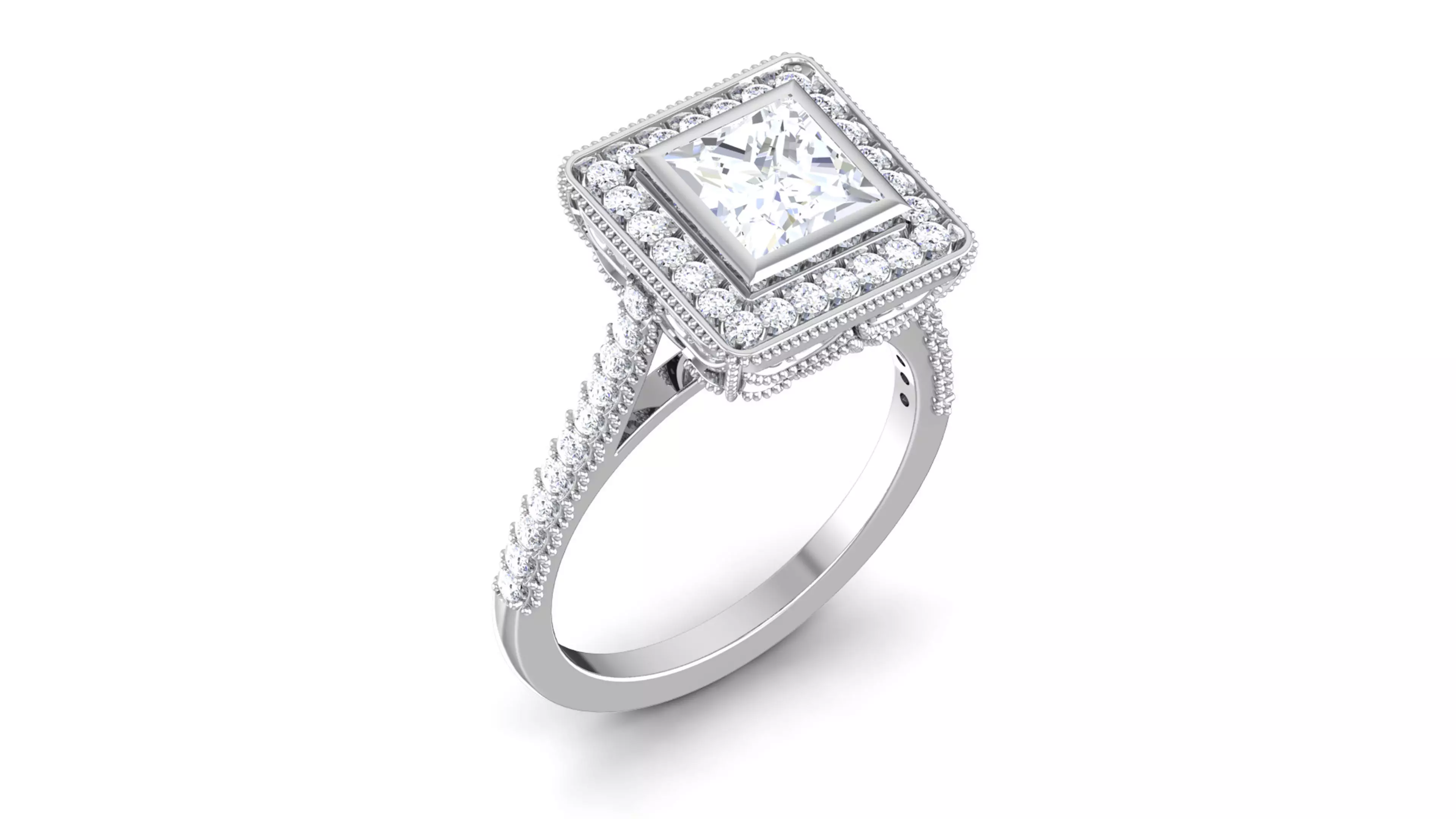 Ring 3dm stl render detail 3D print model sapphire and diamond 3D print model_0