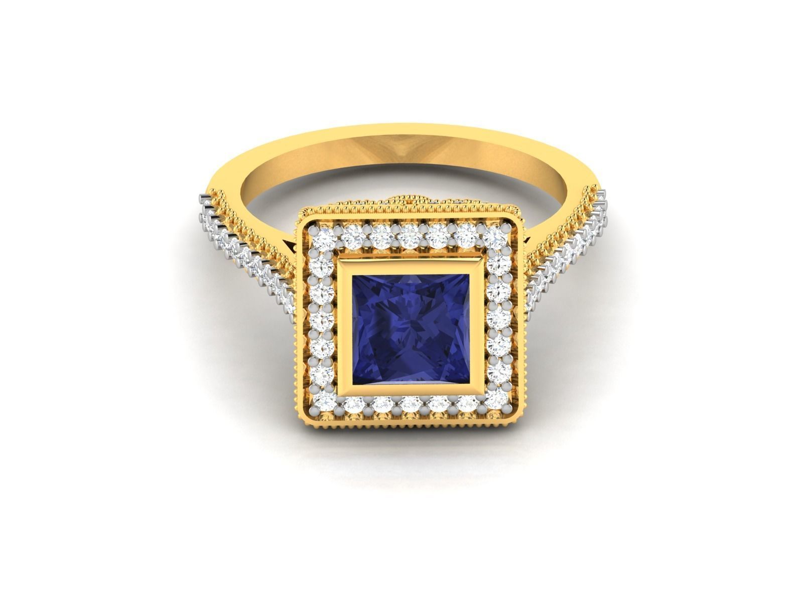 Ring 3dm stl render detail 3D print model sapphire and diamond 3D print model_10
