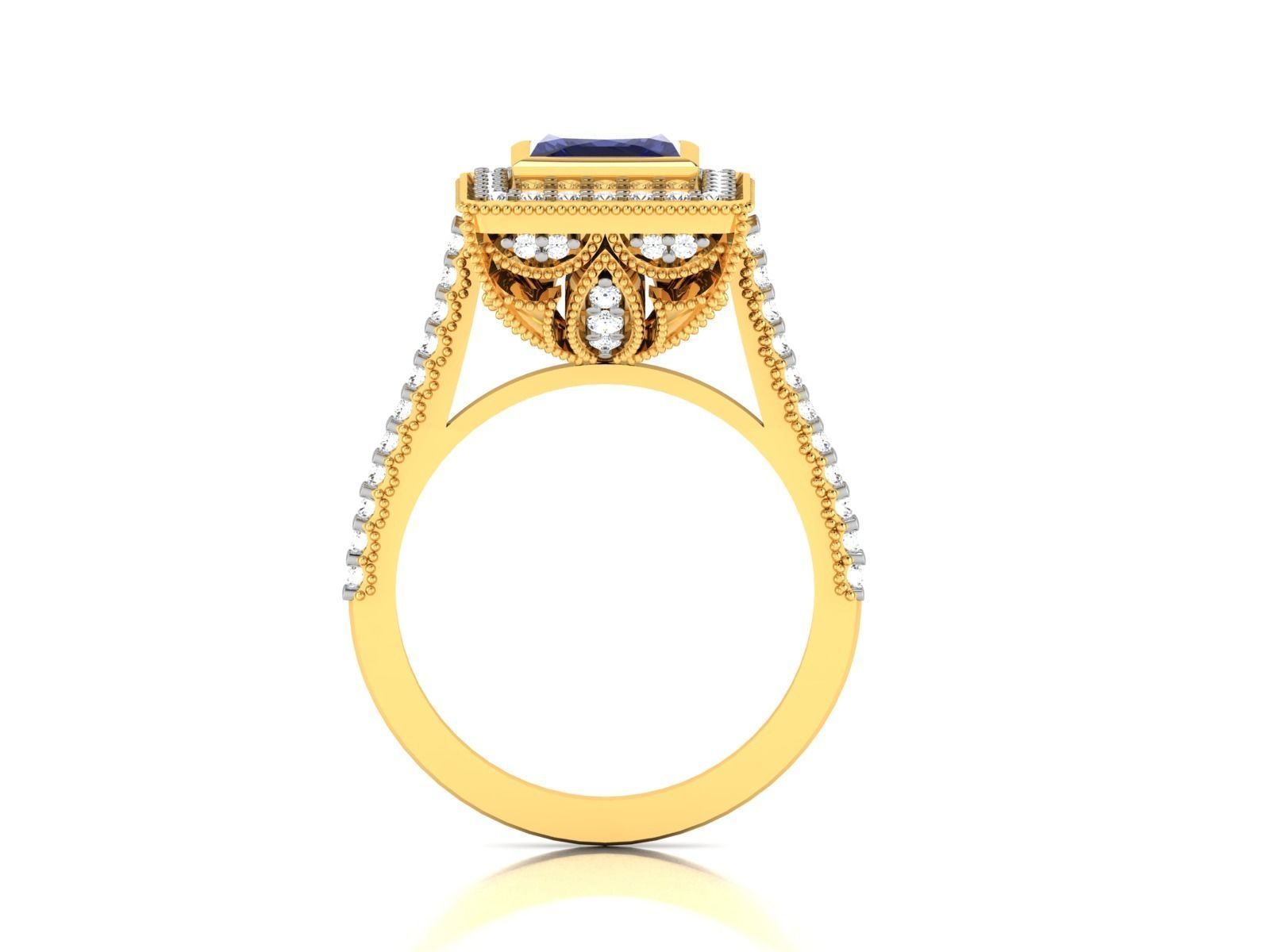 Ring 3dm stl render detail 3D print model sapphire and diamond 3D print model_8