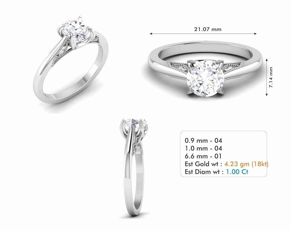 Solitaire ring 3dm stl render detail 3D print model 3D print model_1