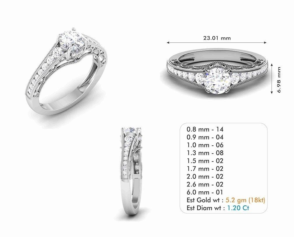 Solitaire ring 3dm stl render detail 3D print model 3D print model_1