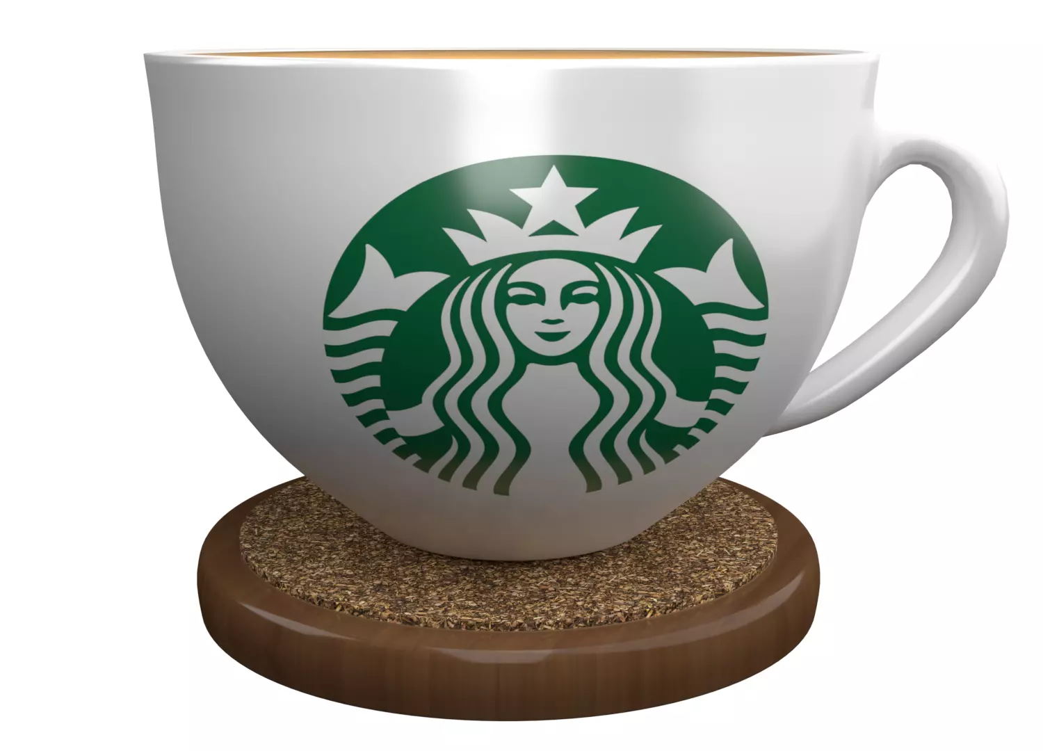 3D StarBuck Cup and Wood Coaster 3D model