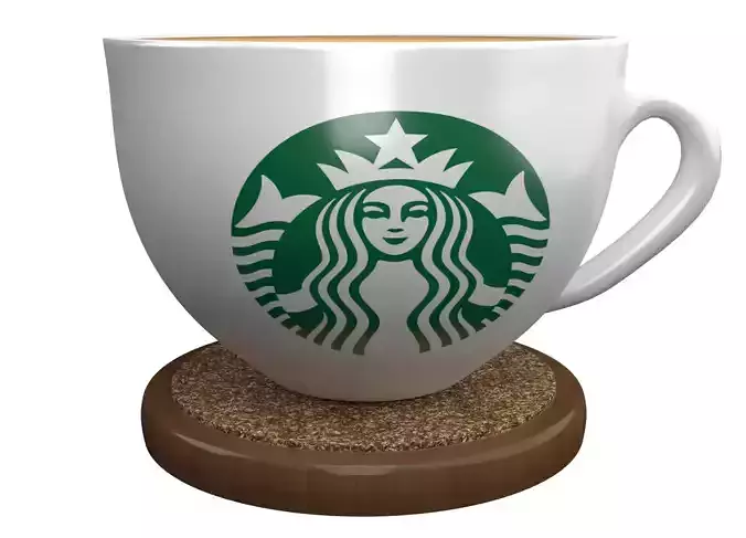 3D StarBuck Cup and Wood Coaster