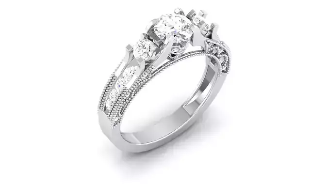 Solitaire ring 3dm stl render detail 3D print model