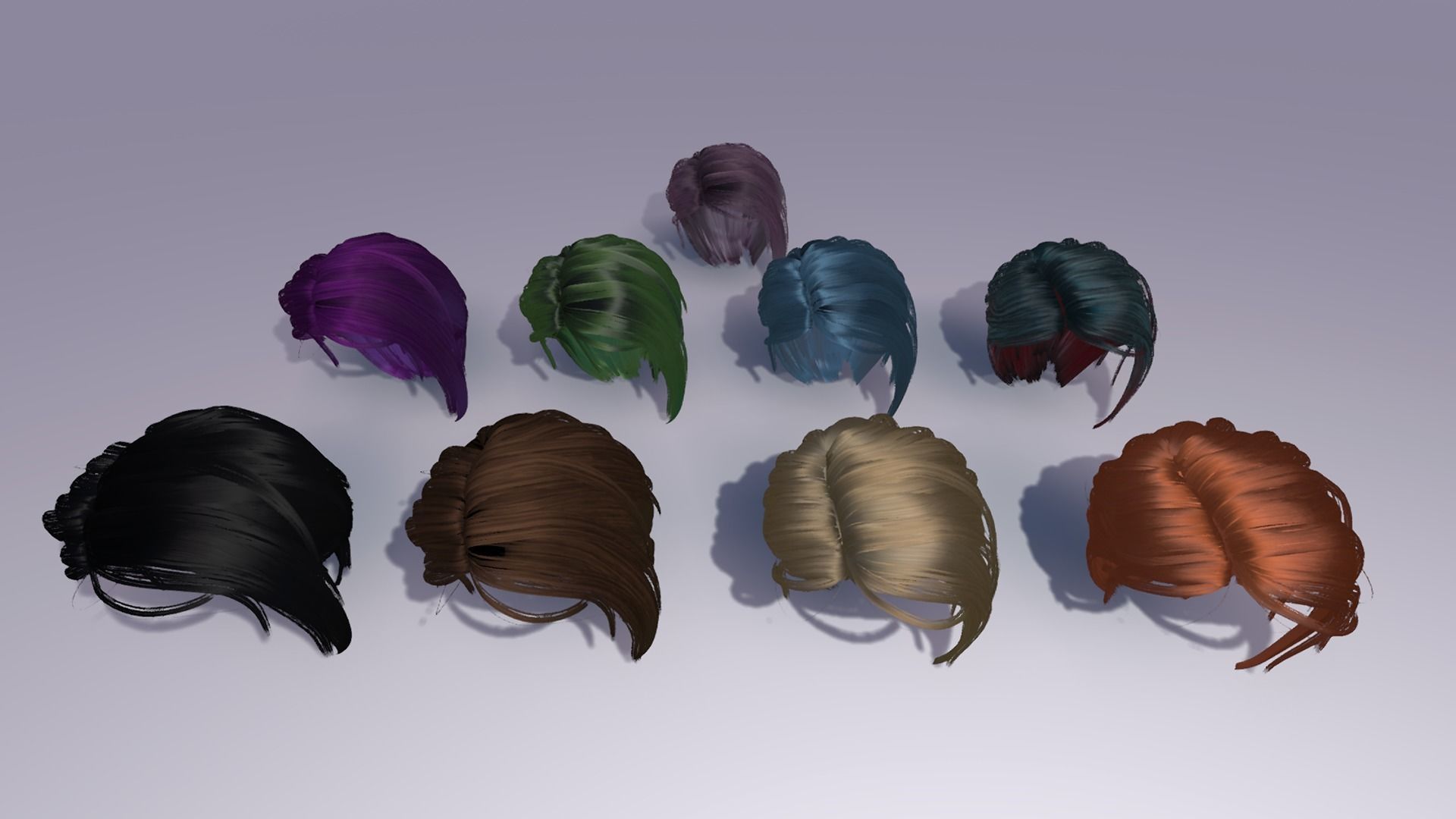 Hair Shader System for Unreal Engine 4 plus Hair Strand Designer Low-poly 3D model_12