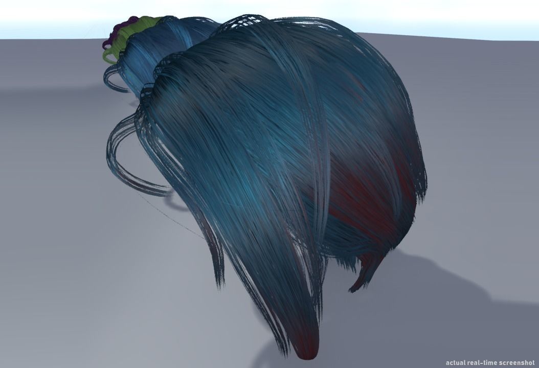 Hair Shader System for Unreal Engine 4 plus Hair Strand Designer Low-poly 3D model_4