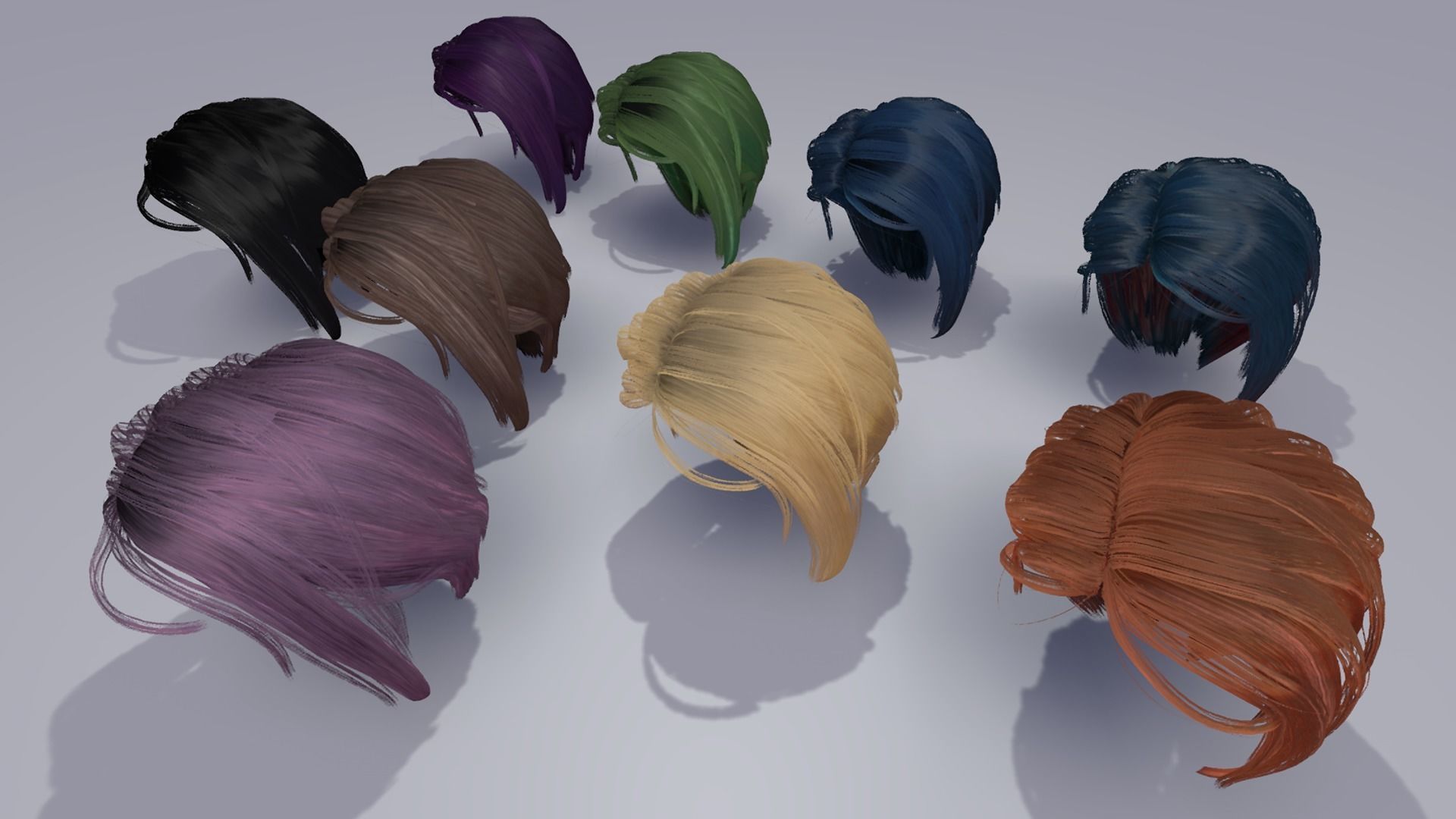 Hair Shader System for Unreal Engine 4 plus Hair Strand Designer Low-poly 3D model_13