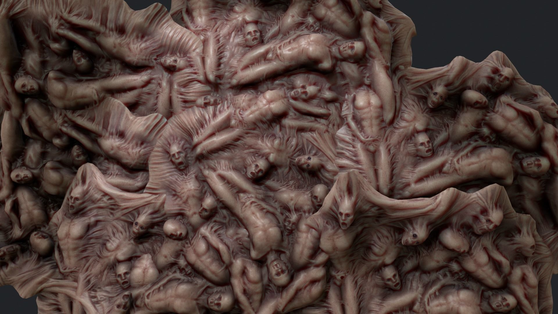 Mutations of merged People HOrror Animated  Low-poly 3D model_3