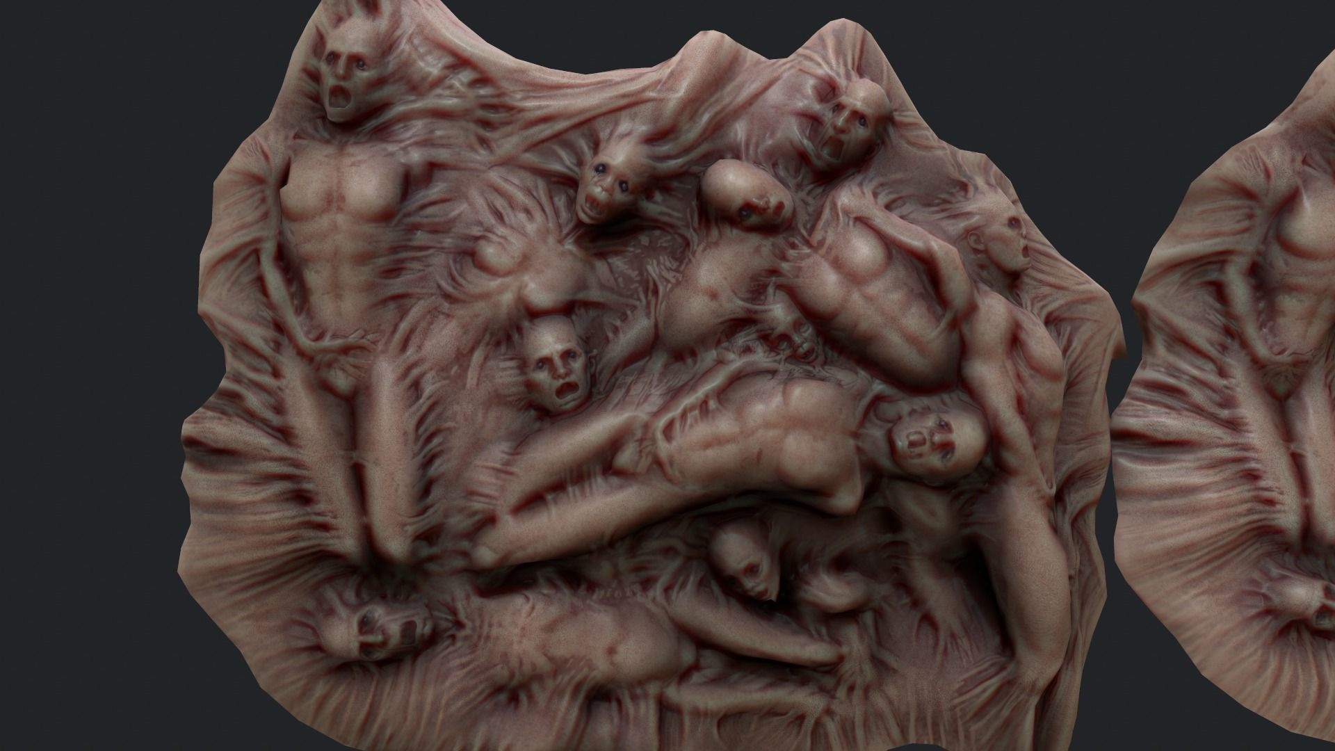 Mutations of merged People HOrror Animated  Low-poly 3D model_4