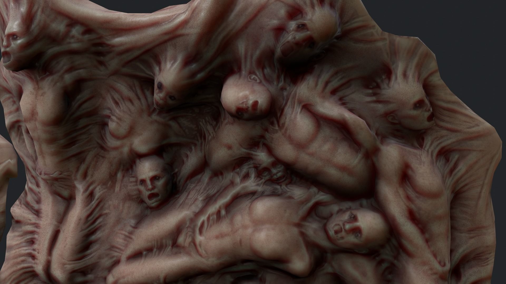 Mutations of merged People HOrror Animated  Low-poly 3D model_2