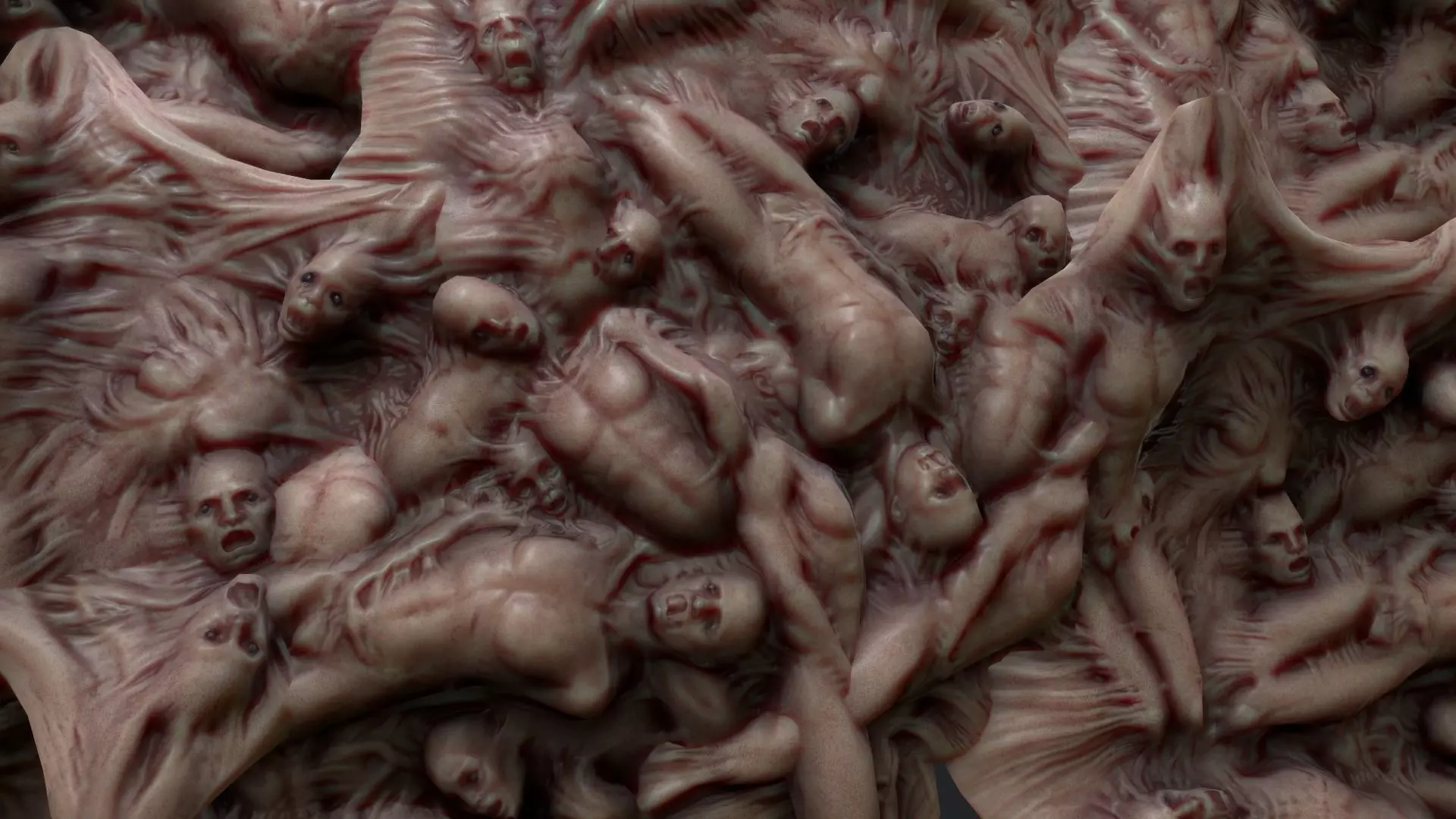 Mutations of merged People HOrror Animated  Low-poly 3D model_0