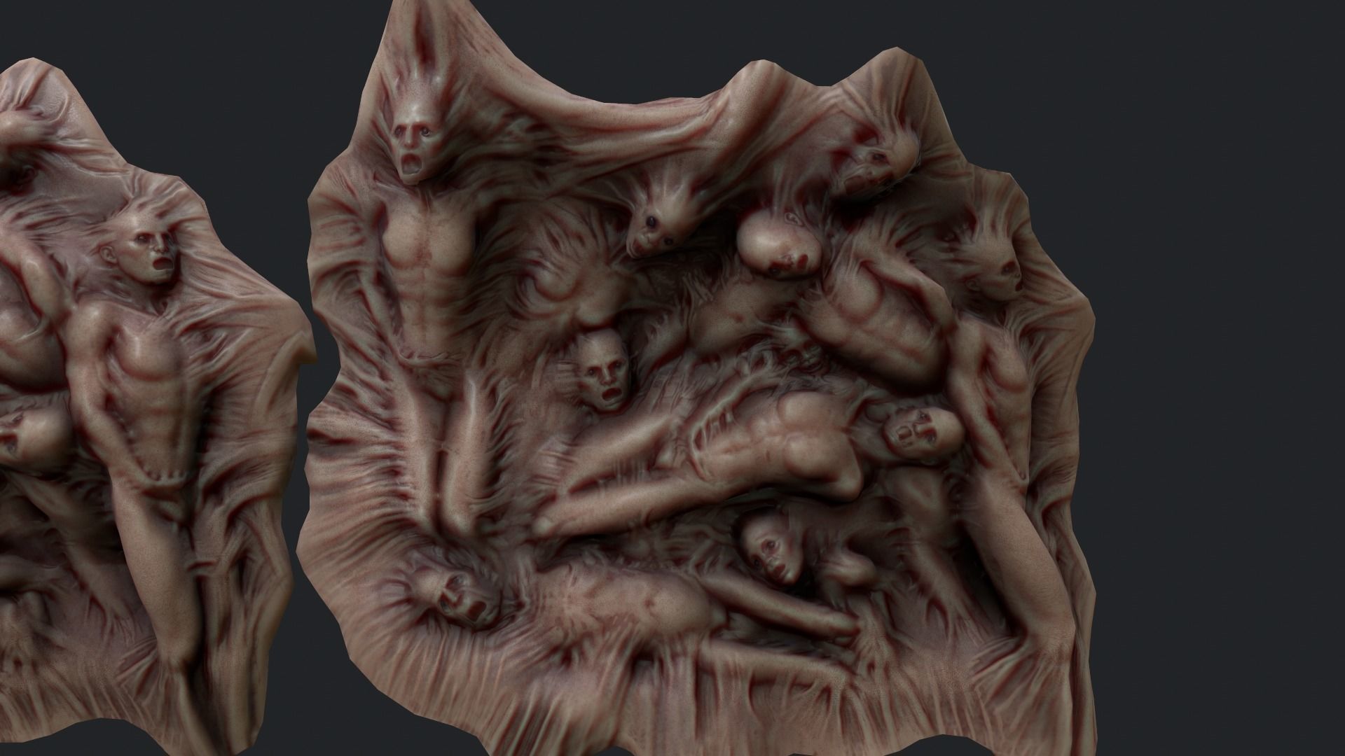 Mutations of merged People HOrror Animated  Low-poly 3D model_5