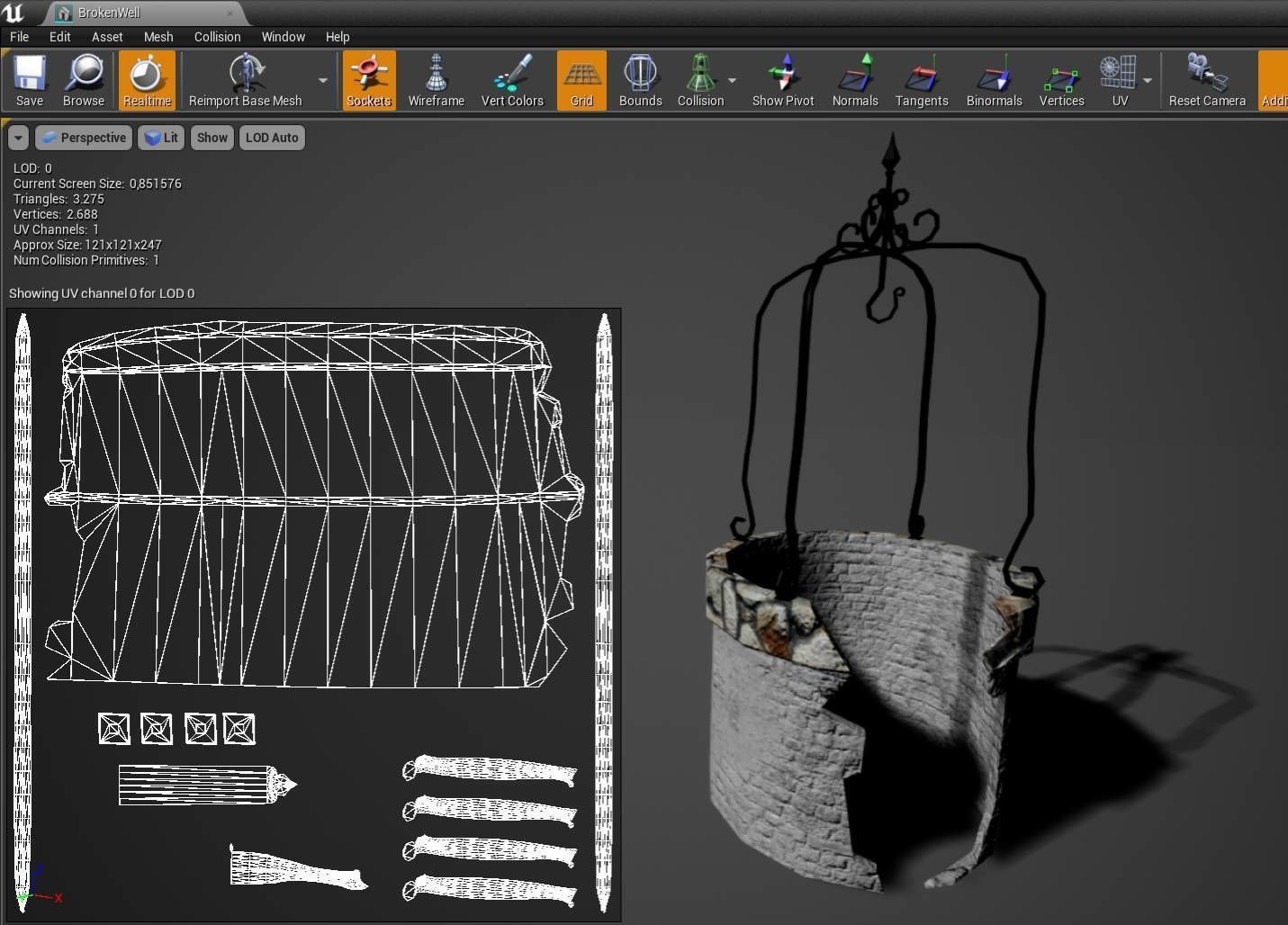 EB - Stone half broken well Low-poly 3D model_3