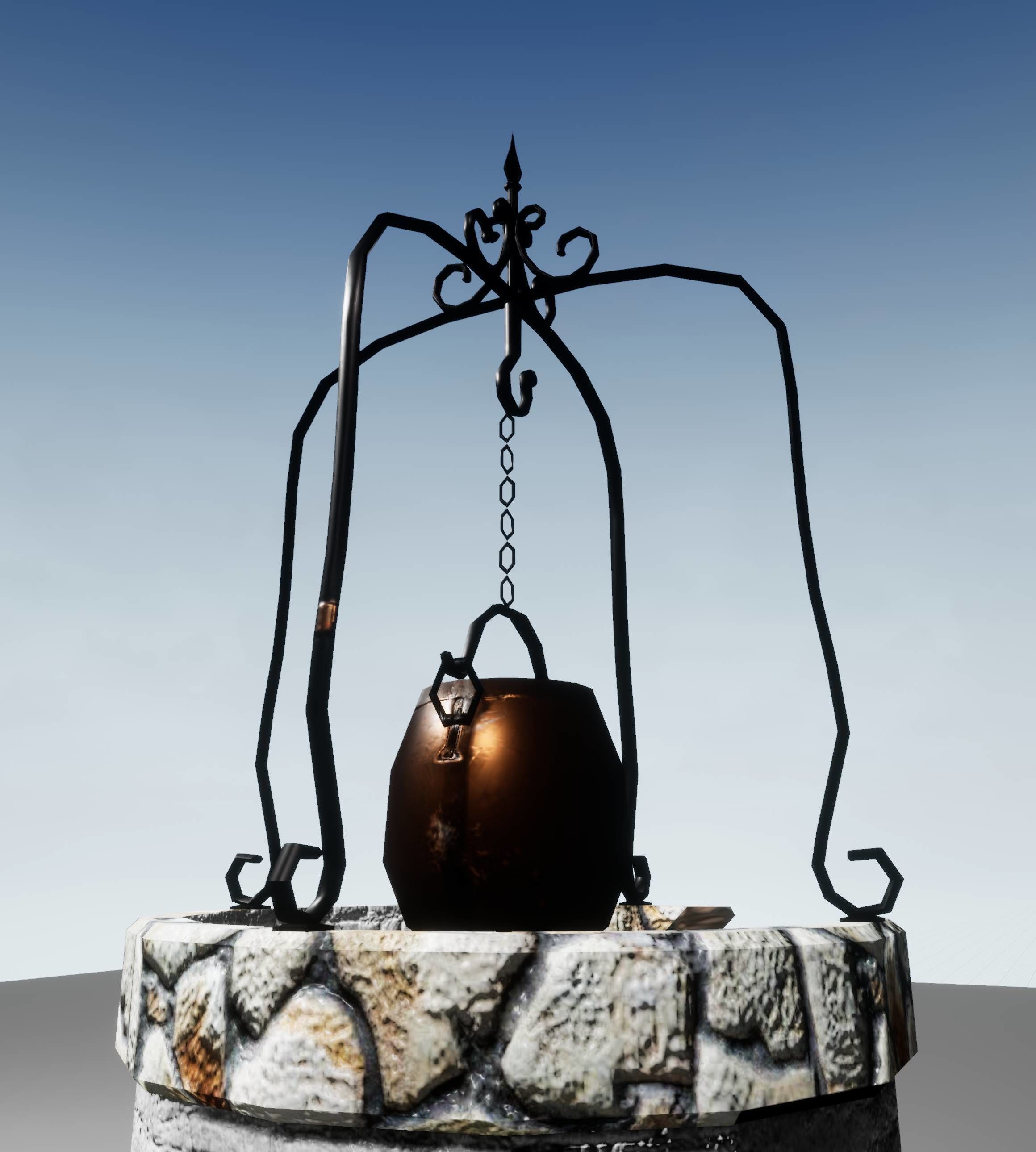 EB - Stone half broken well Low-poly 3D model_1