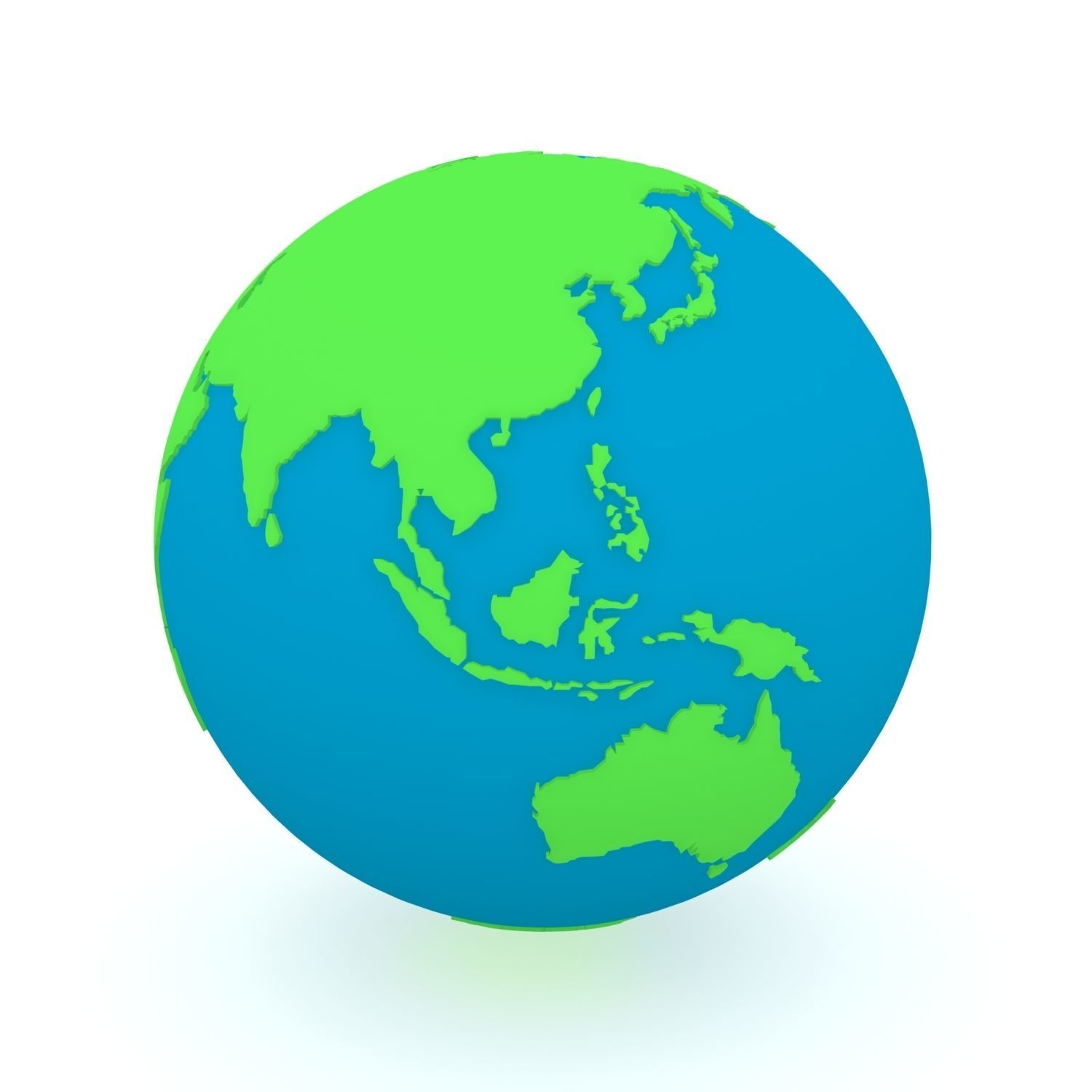 Earth Globe Green and Blue 3D model_5