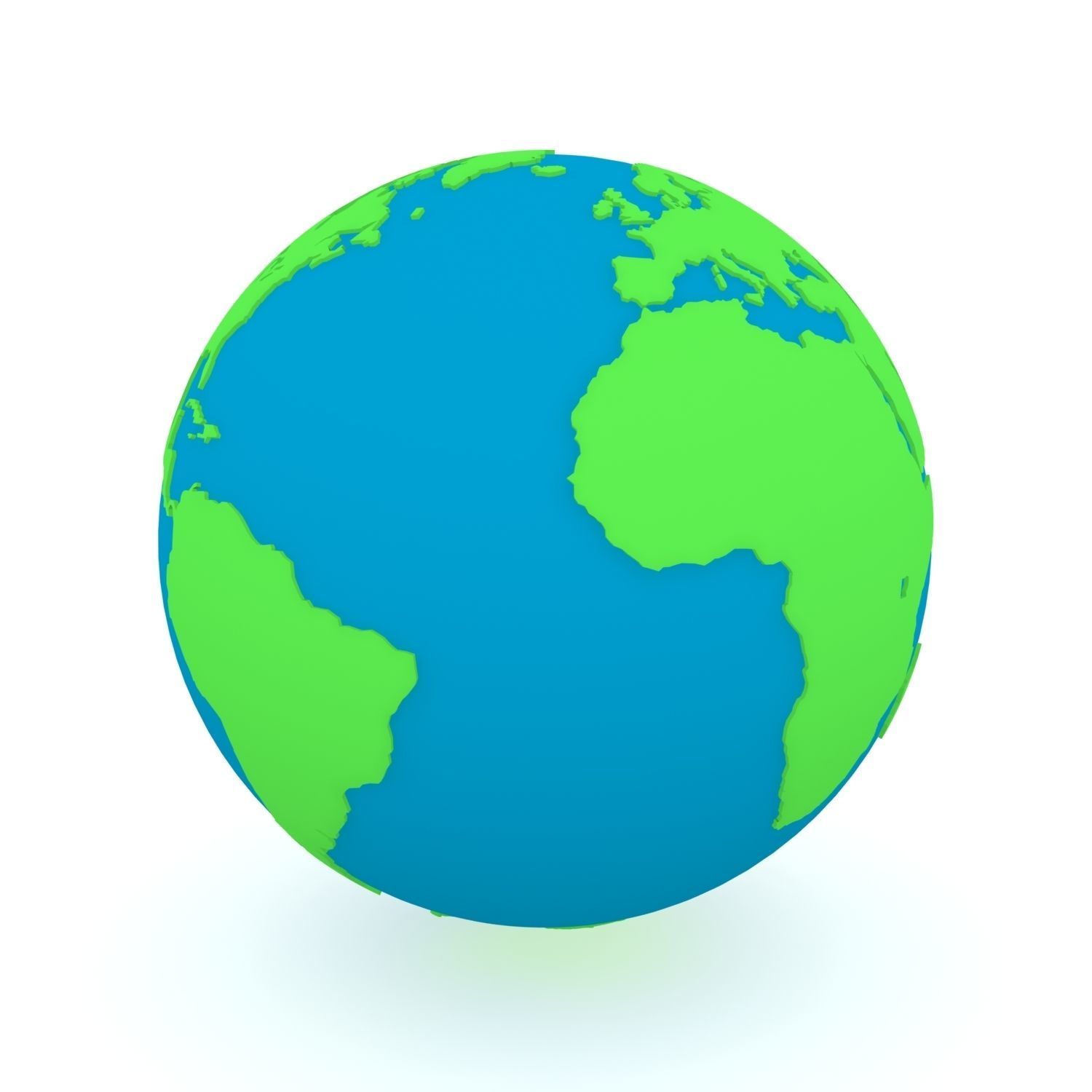 Earth Globe Green and Blue 3D model_20