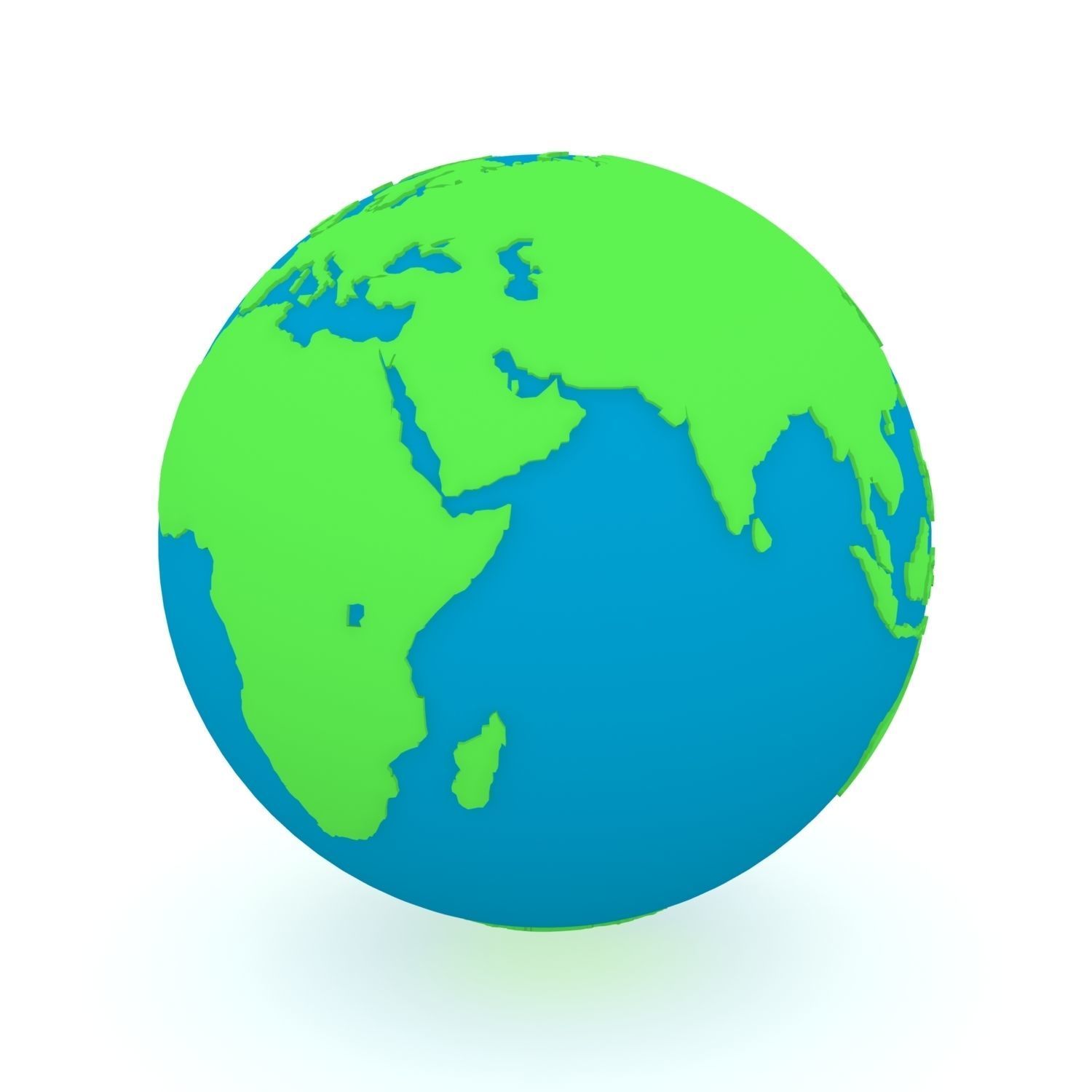 Earth Globe Green and Blue 3D model_1