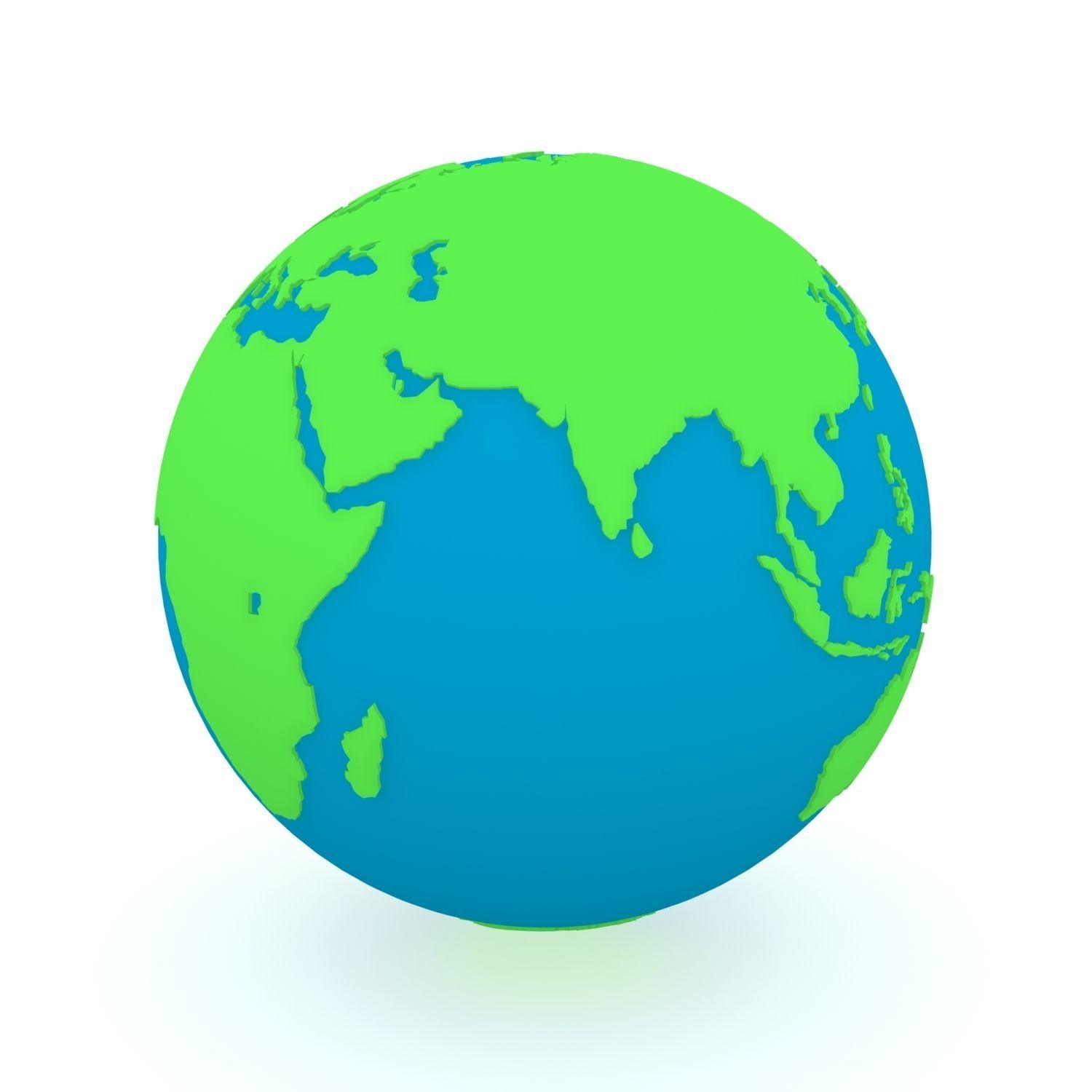 Earth Globe Green and Blue 3D model_2