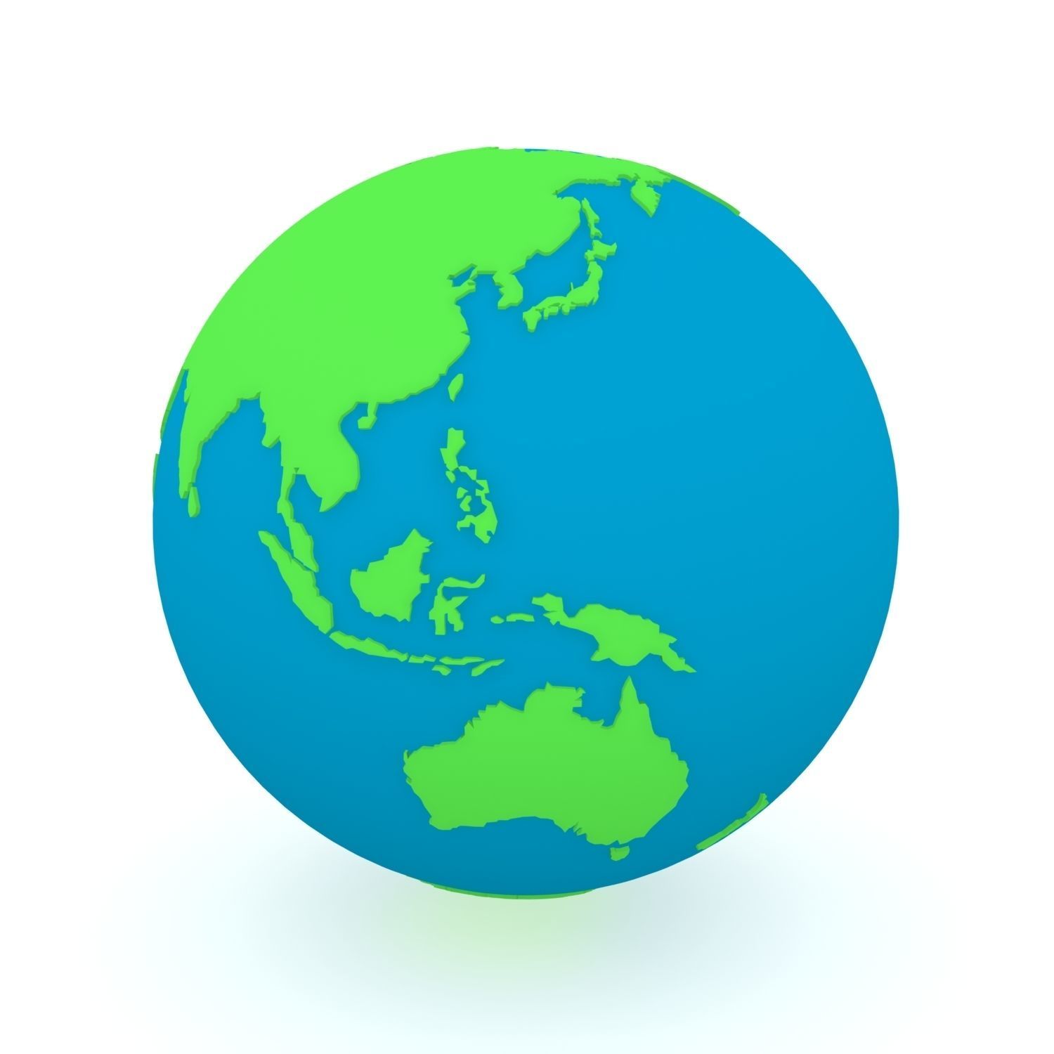 Earth Globe Green and Blue 3D model_6