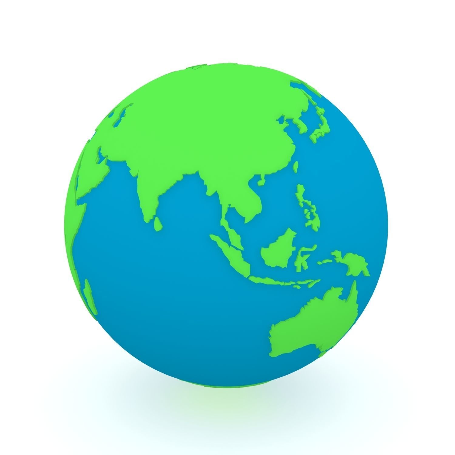 Earth Globe Green and Blue 3D model_4