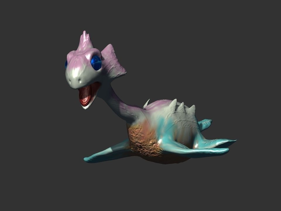 Spring the water wyvern Low-poly 3D model_32