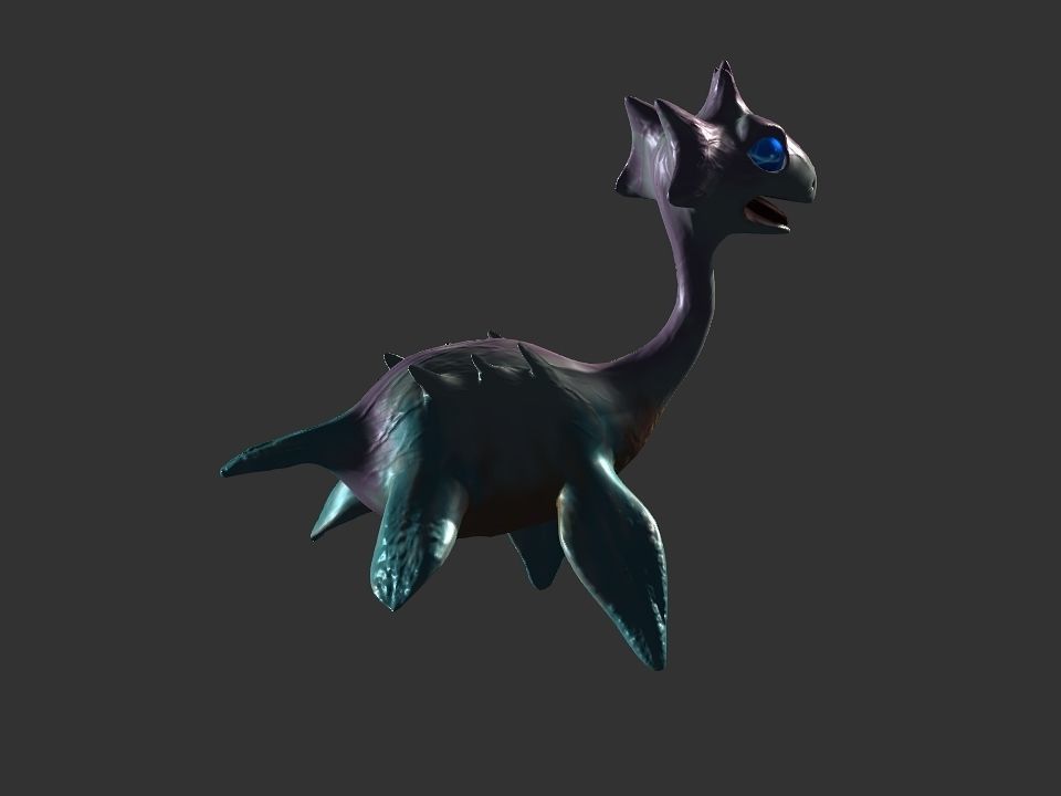 Spring the water wyvern Low-poly 3D model_4