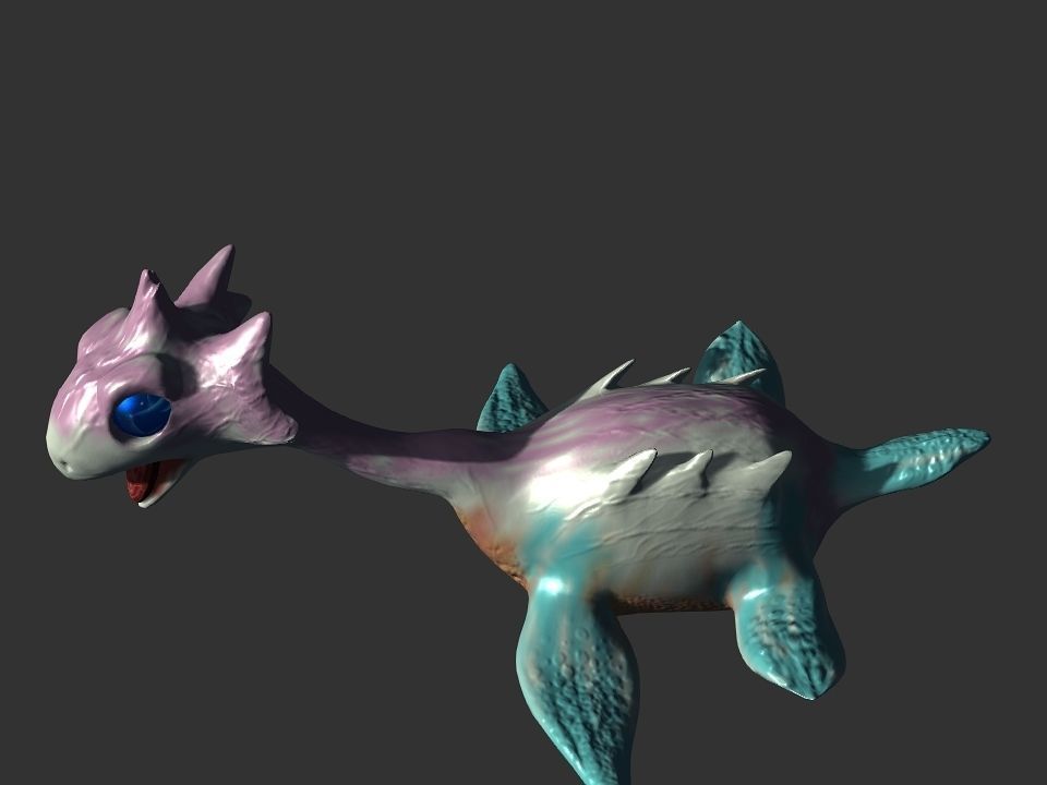 Spring the water wyvern Low-poly 3D model_36
