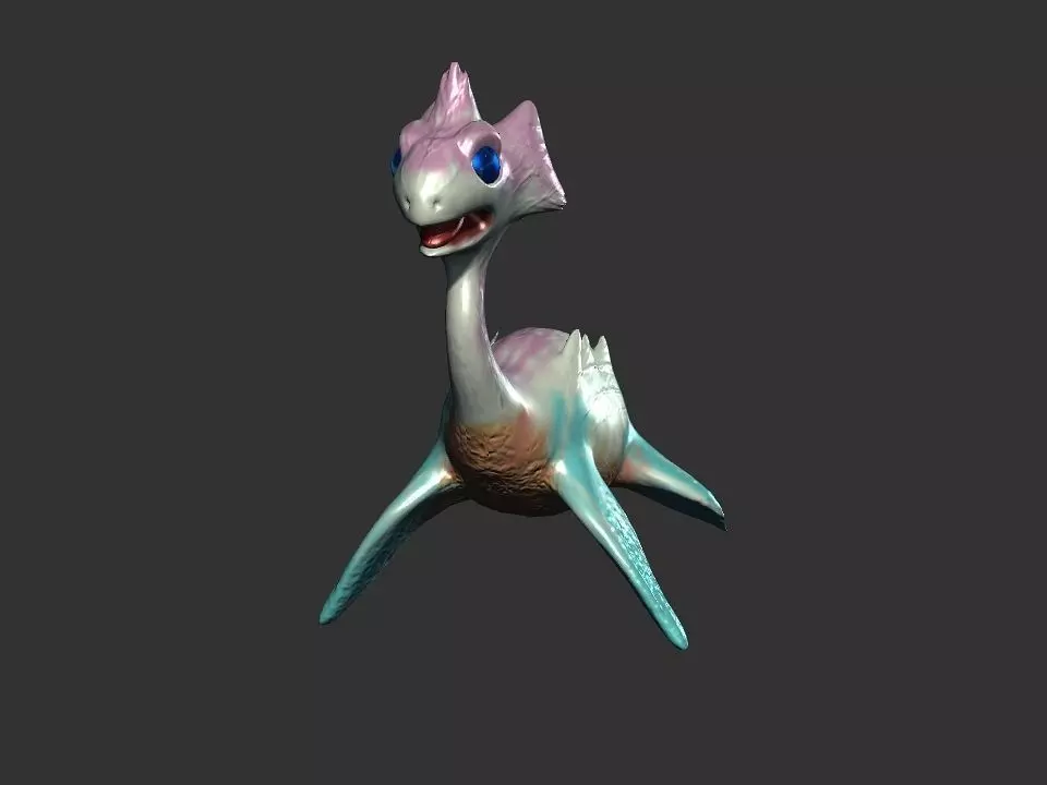 Spring the water wyvern Low-poly 3D model_0